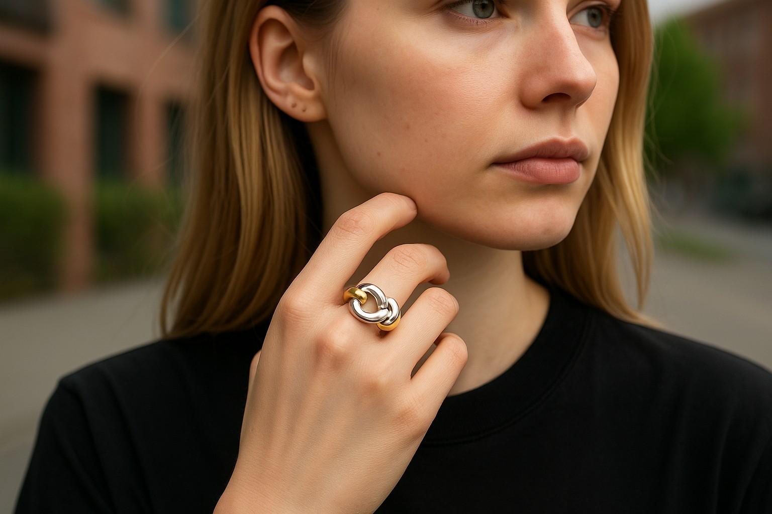 Elevate your jewelry collection with this striking Vintage Tiffany & Co. Buckle Ring, expertly crafted in a bold combination of 18K yellow gold and sterling silver. A substantial piece at 15.6 grams, this iconic design showcases Tiffany’s timeless