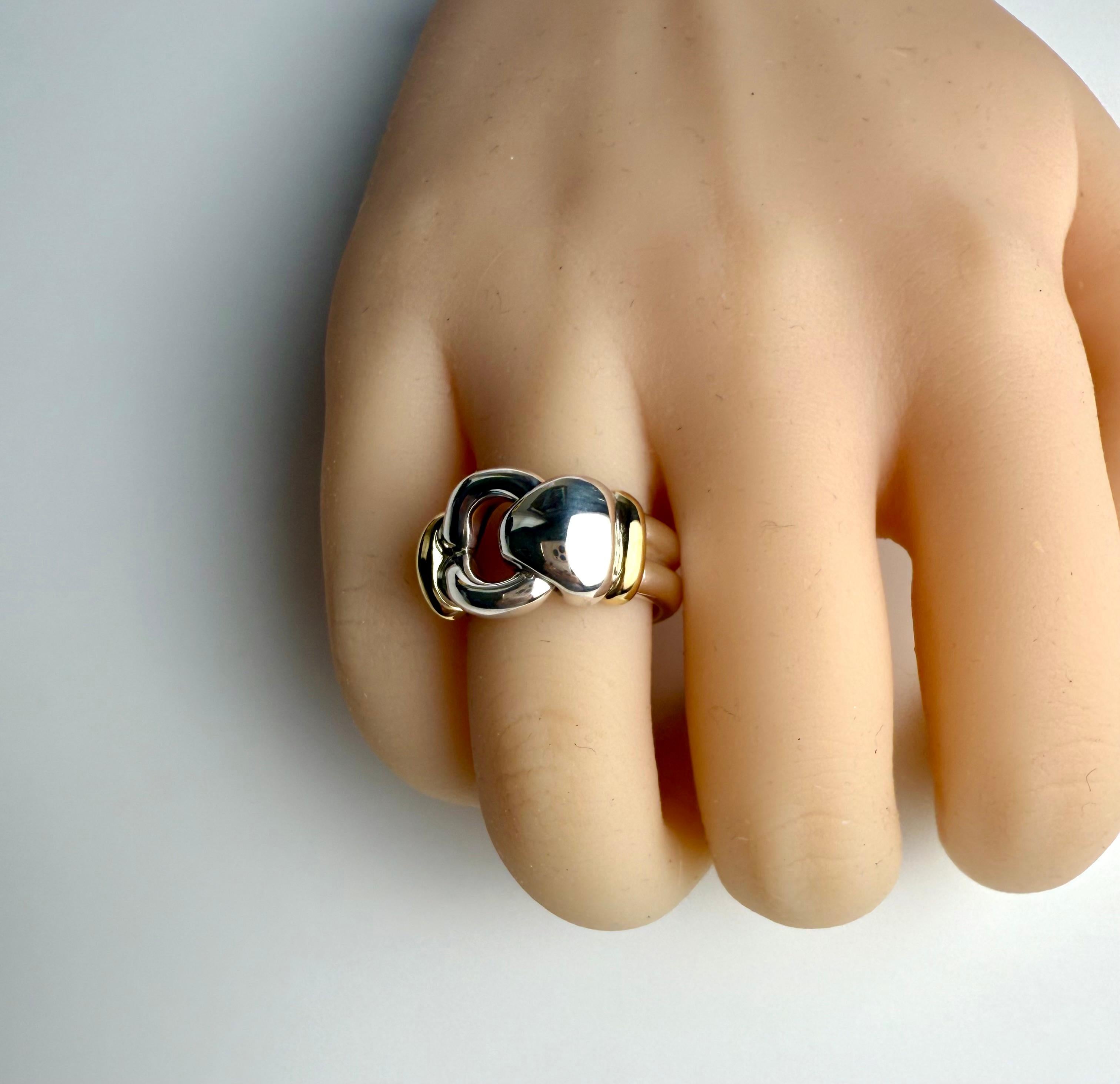 Vintage Tiffany & Co. 18K Yellow Gold & Sterling Silver Buckle Ring Size 7 For Sale 3
