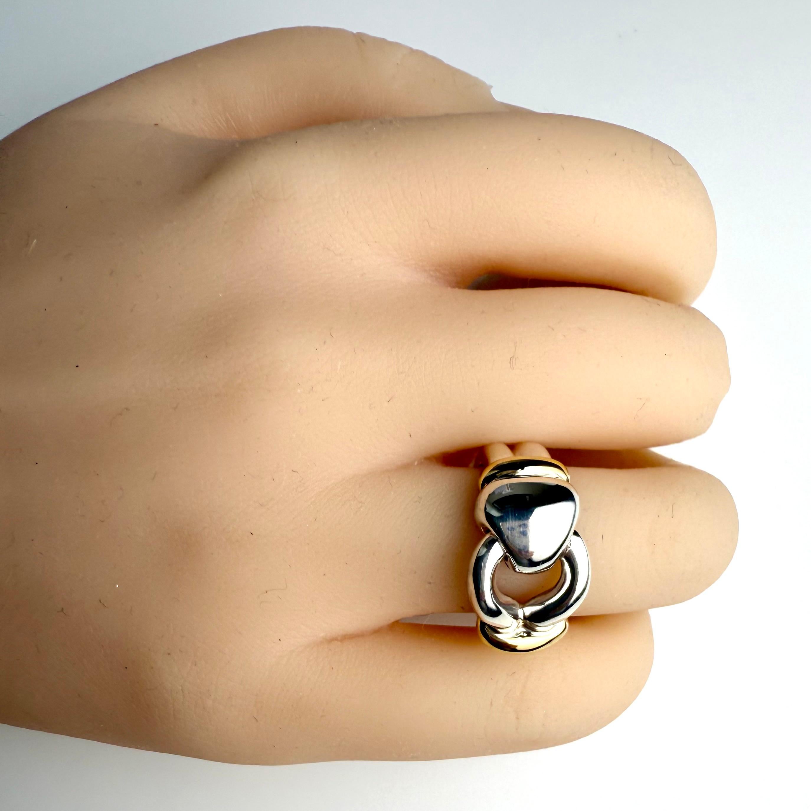 Vintage Tiffany & Co. 18K Yellow Gold & Sterling Silver Buckle Ring Size 7 For Sale 4