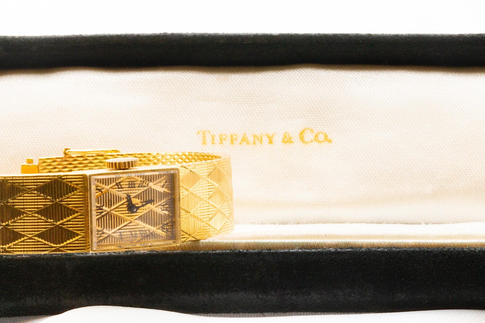 Vintage Tiffany & Co. 18k Yellow Gold Watch Movado Movement In Good Condition For Sale In Houston, TX