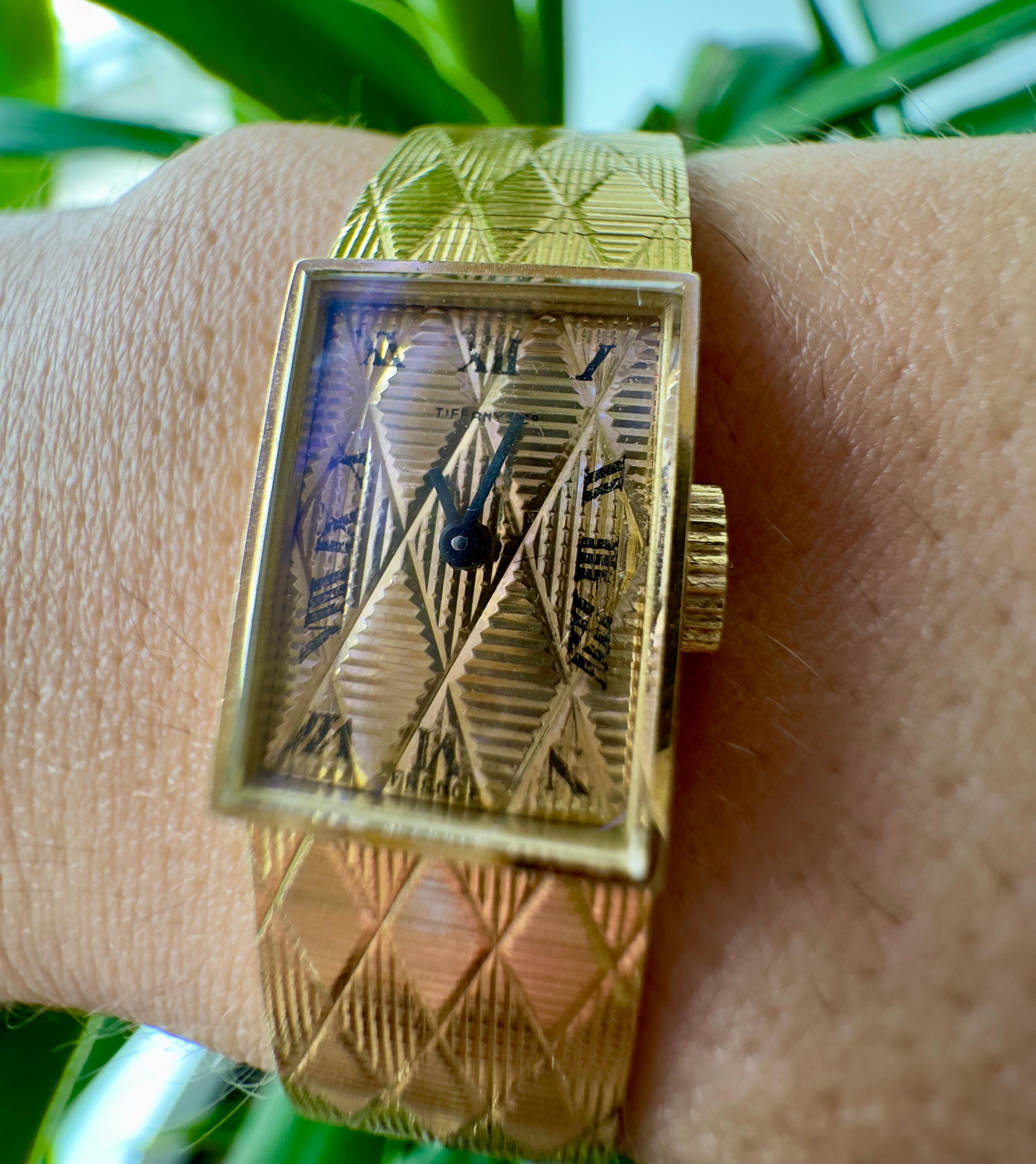 Vintage Tiffany & Co. 18k Yellow Gold Watch Movado Movement For Sale 3