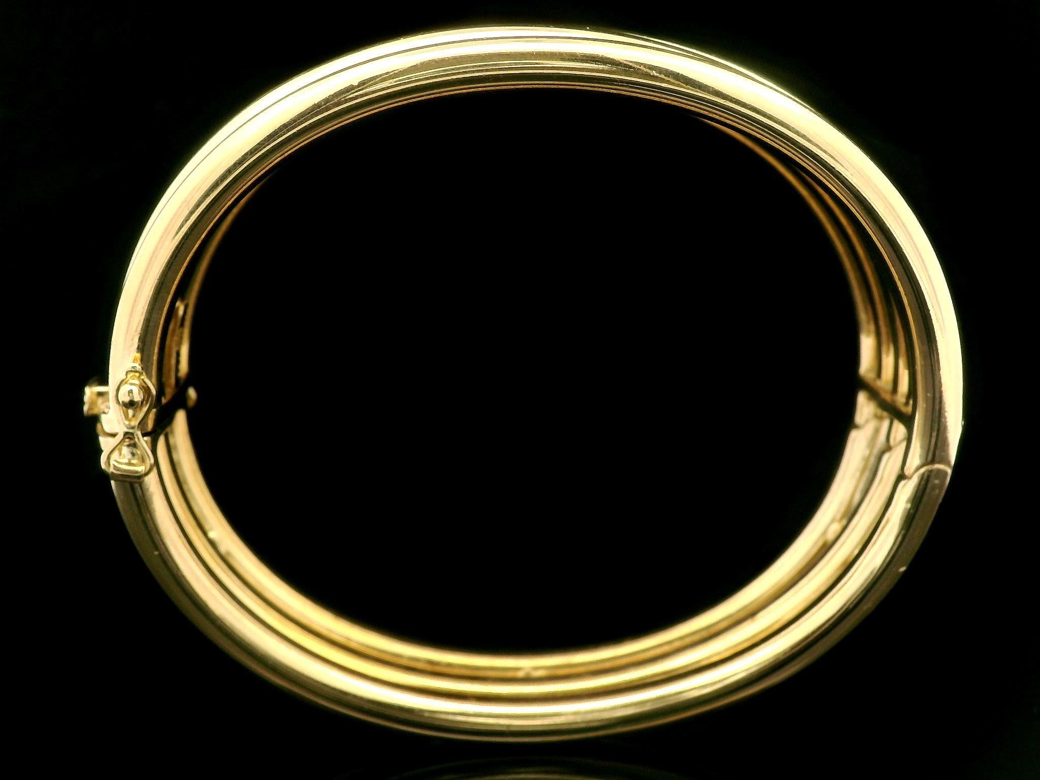 Vintage Tiffany & Co. 18k Yellow Gold Wide Stack Look Hinged Bangle Bracelet 1