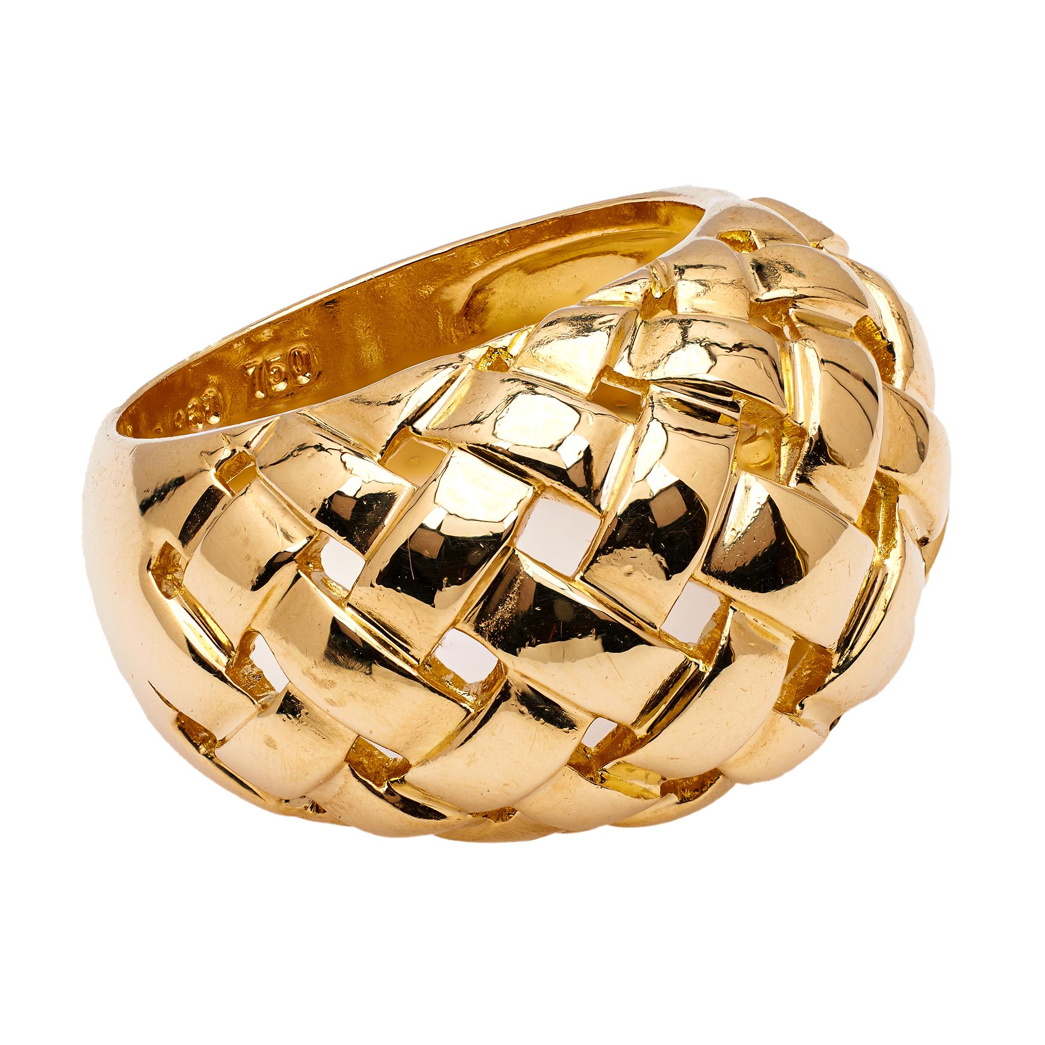 Vintage Tiffany & Co. 18k Yellow Gold Woven Dome Ring 1
