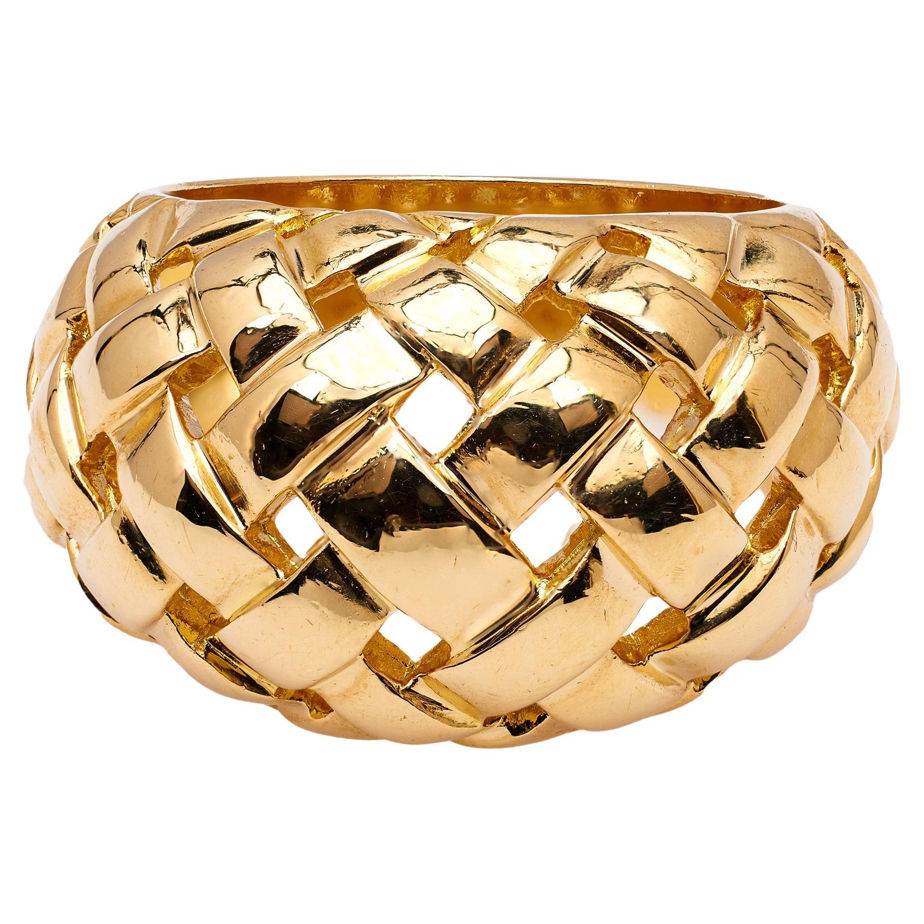 Vintage Tiffany & Co. 18k Yellow Gold Woven Dome Ring