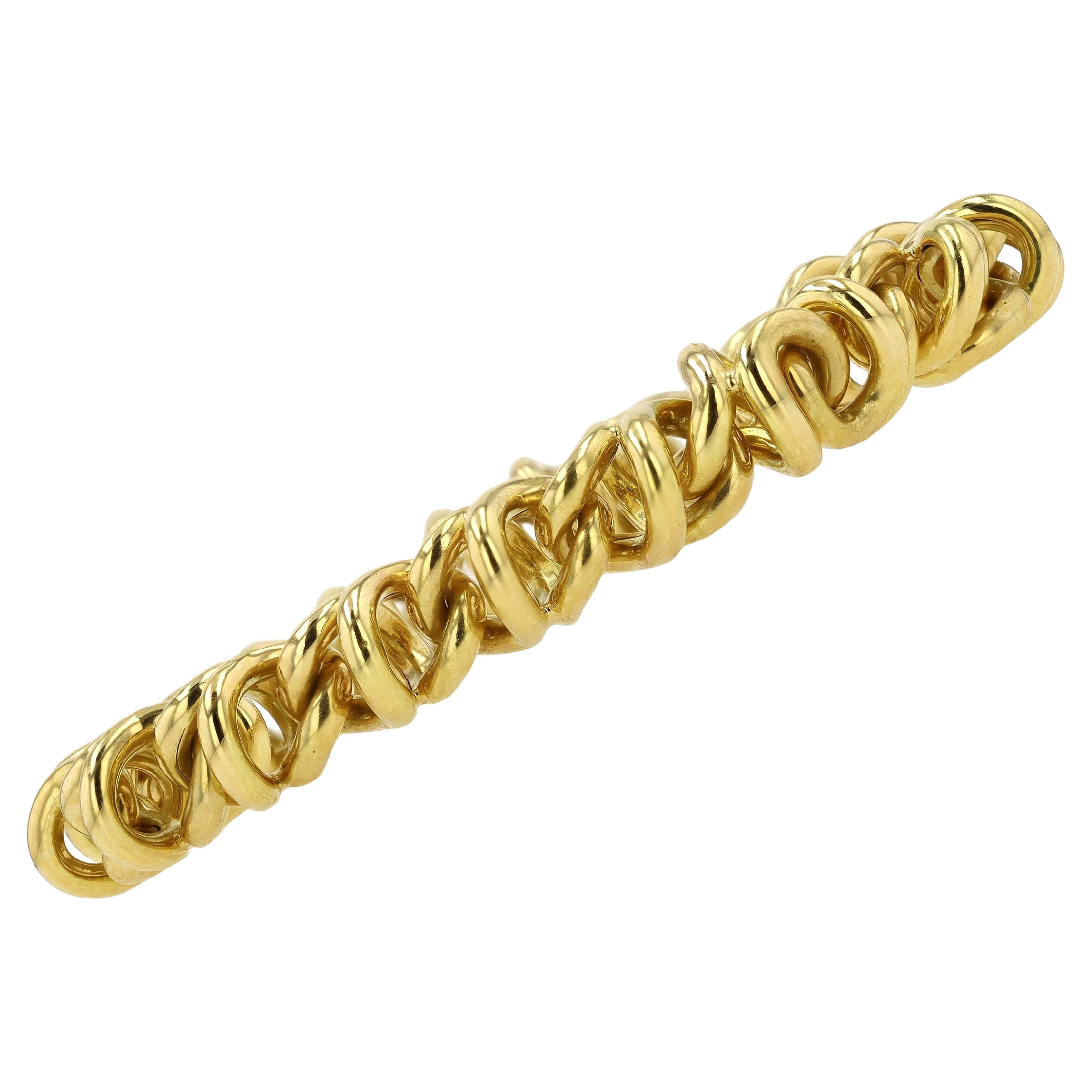 Women's or Men's Vintage Tiffany & Co 18K Yellow Gold Woven Link Bracelet For Sale