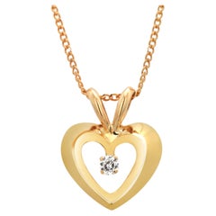 Vintage Tiffany Co. 18Karat Yellow Gold Open-Heart Diamond Pendant Necklace