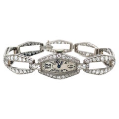 Vintage Tiffany & Co 1920s Art Deco Diamond Platinum Watch