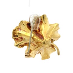 Vintage Tiffany & Co. 1950-1960's 18k Yellow Gold Textured Leaf Pin Brooch