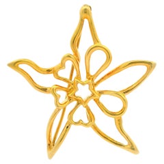 Vintage Tiffany & Co. 1985 Solid 18k Yellow Gold Open Work Star Pin Brooch