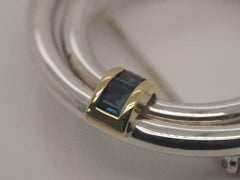 Vintage Tiffany & Co. 1986 Sapphire, Gold and Silver "Back to Glamour" Pin