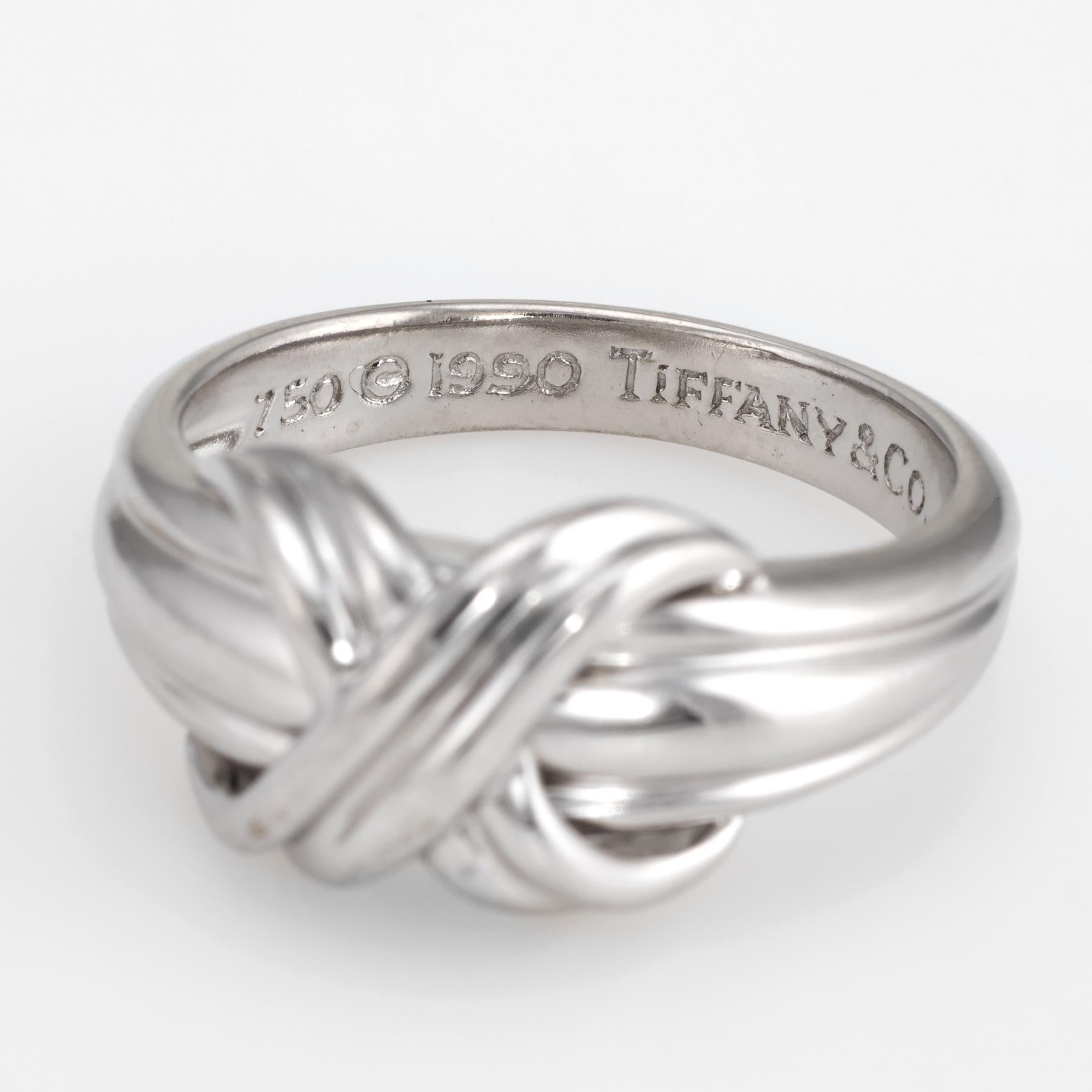 Vintage Tiffany & Co. 1990 Knot Ring 18 Karat White Gold Signed Fine Jewelry In Excellent Condition In Torrance, CA