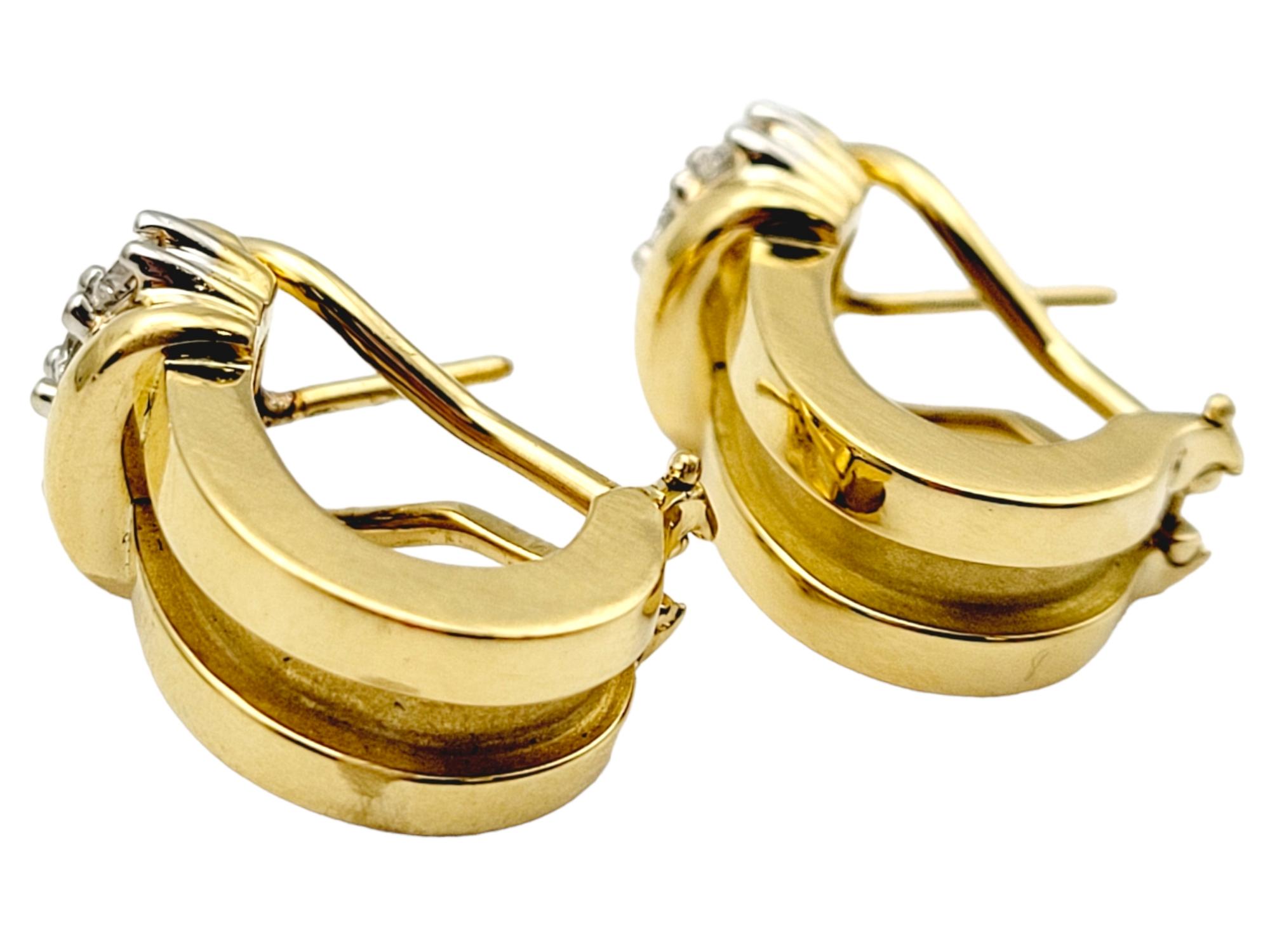 Contemporain Tiffany & Co. Boucles d'oreilles vintage en or jaune avec diamants 0,50 carat « Atlas », 1995 en vente
