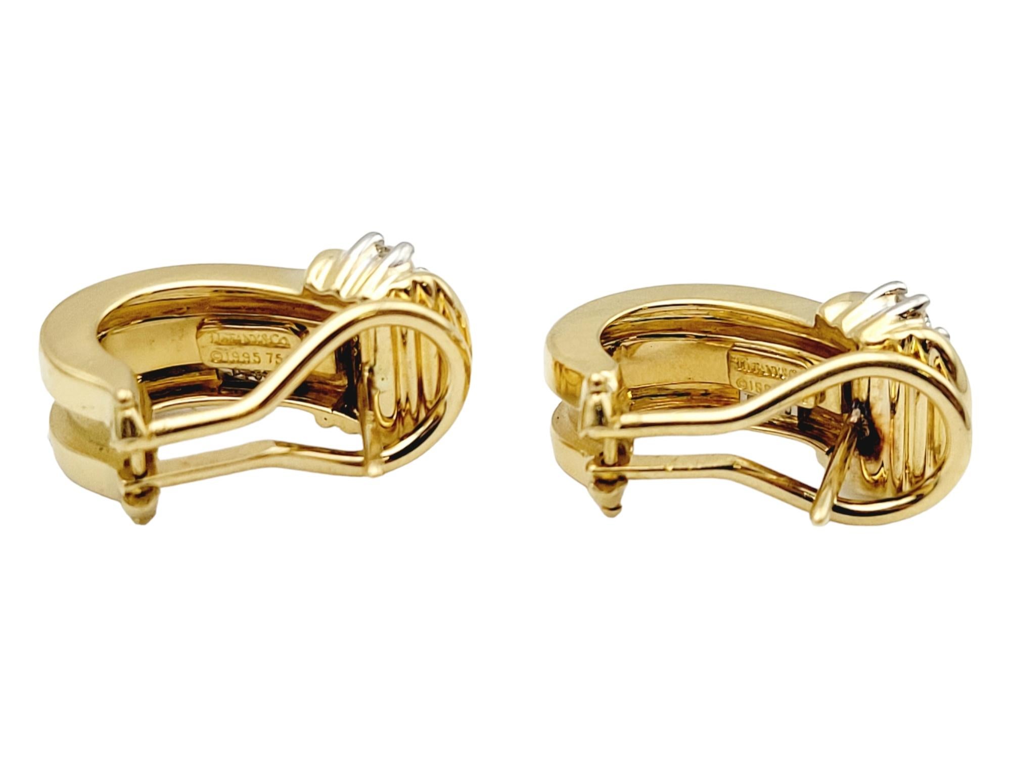 Tiffany & Co. Boucles d'oreilles vintage en or jaune avec diamants 0,50 carat « Atlas », 1995 Pour femmes en vente