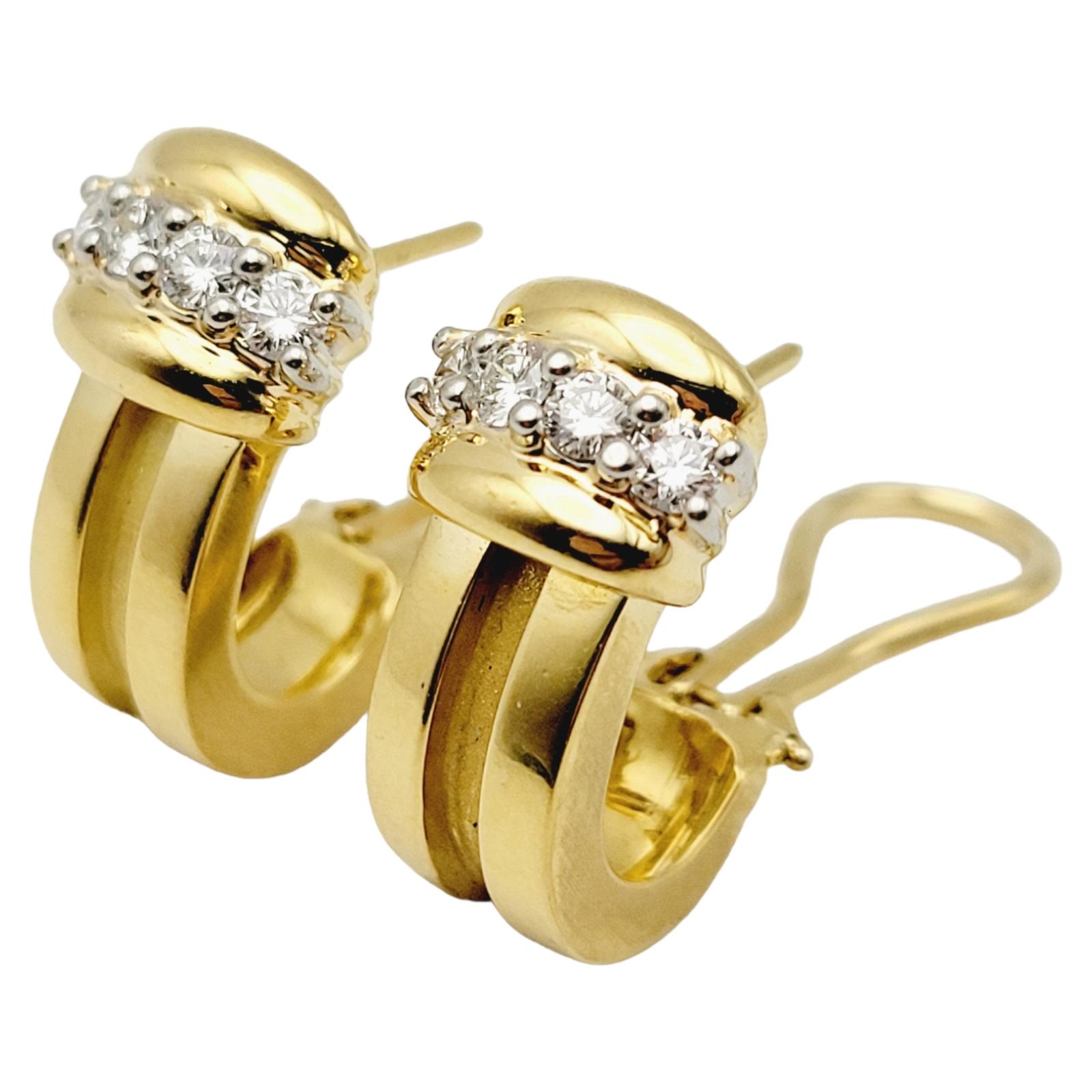 Tiffany & Co. Boucles d'oreilles vintage en or jaune avec diamants 0,50 carat « Atlas », 1995 en vente 3