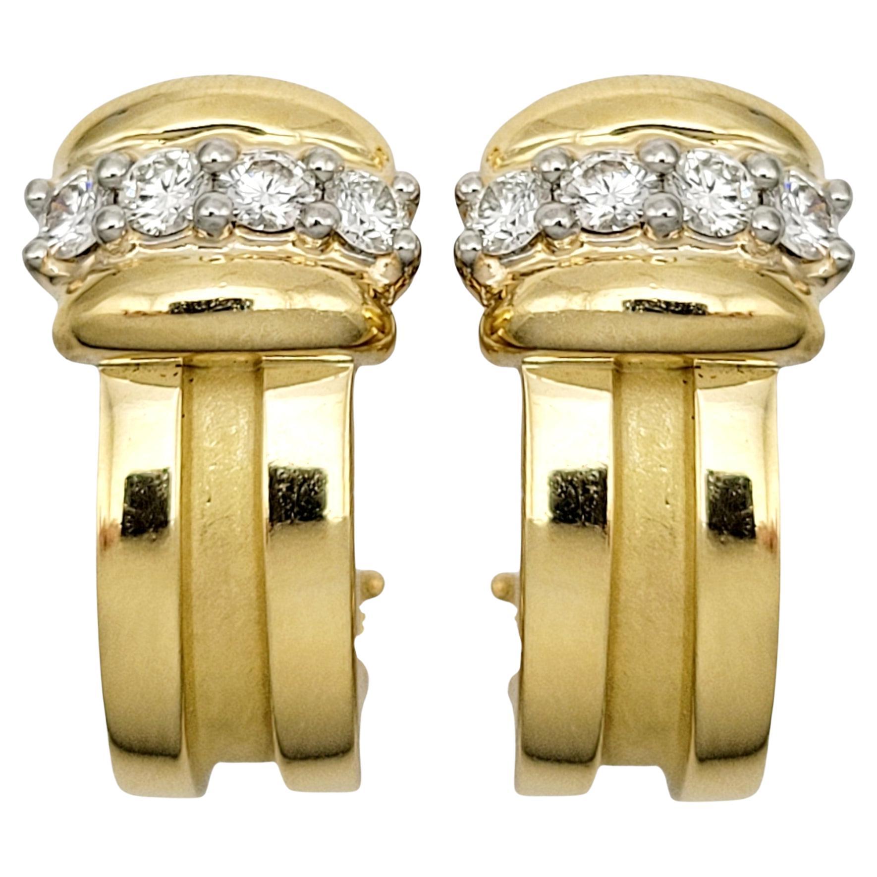 Tiffany & Co. Boucles d'oreilles vintage en or jaune avec diamants 0,50 carat « Atlas », 1995