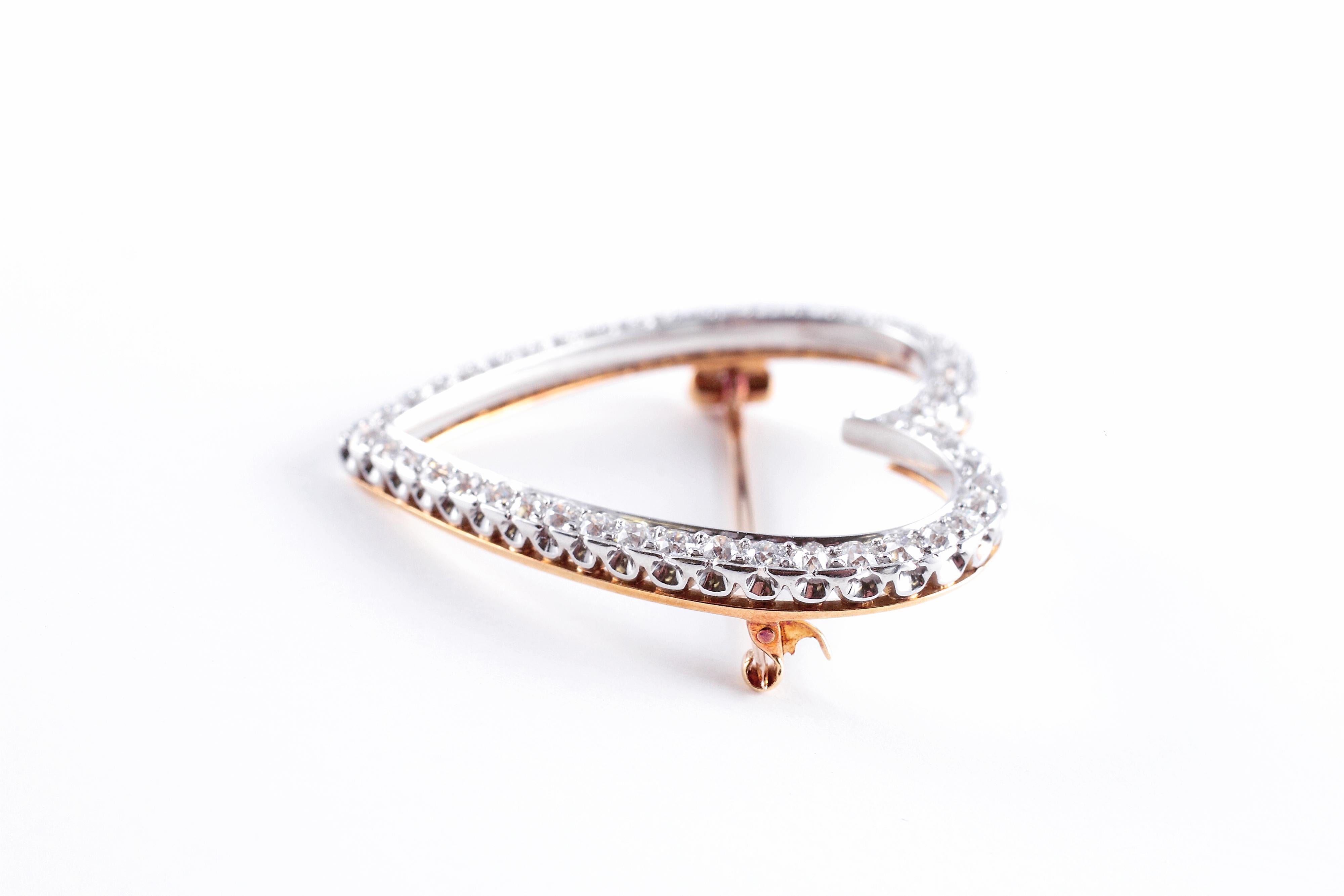 Tiffany & Co. Broche cœur vintage en diamants de 2,30 carats Bon état - En vente à Dallas, TX