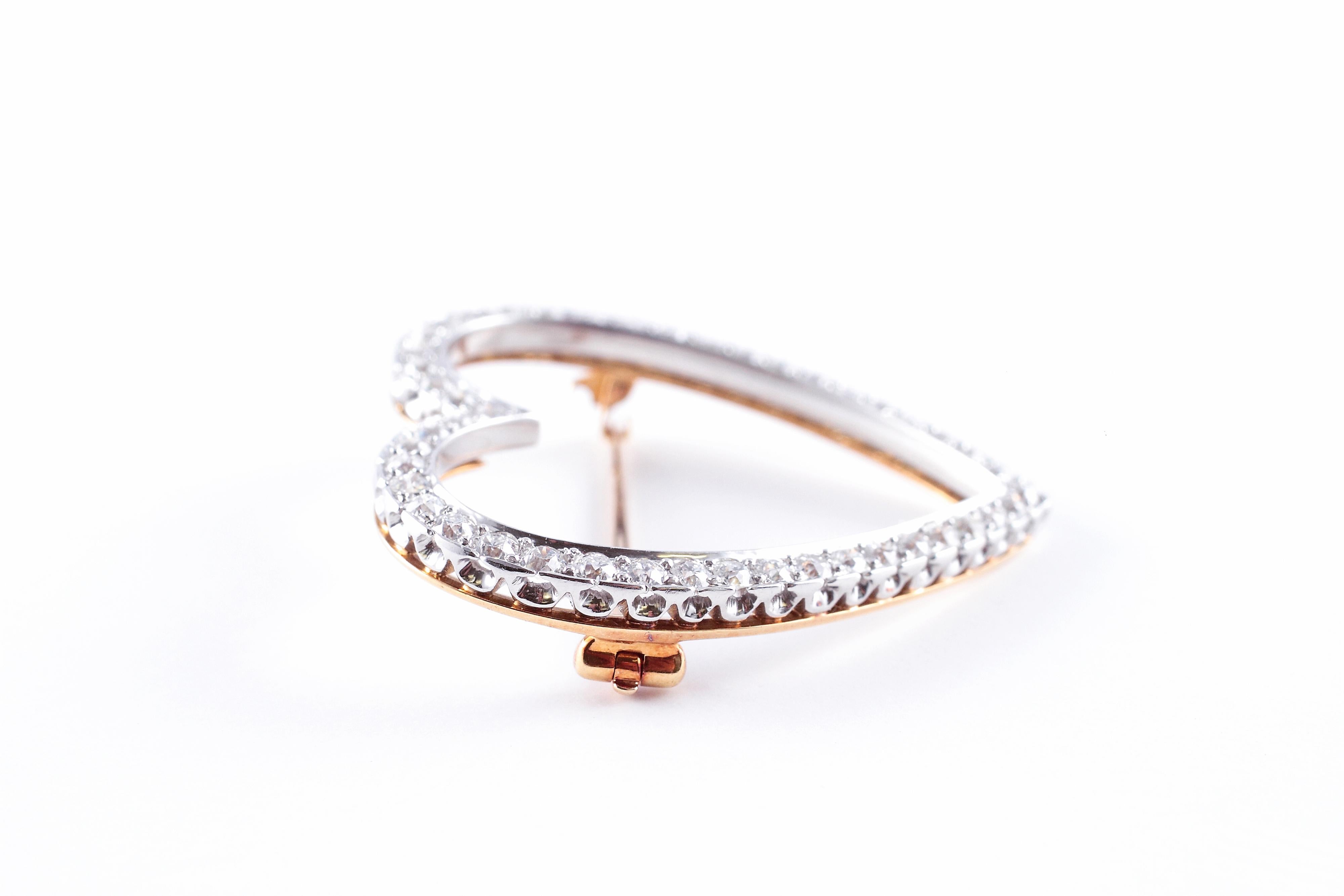 Tiffany & Co. Broche cœur vintage en diamants de 2,30 carats en vente 1