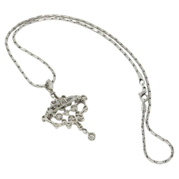 Round Cut Vintage Tiffany & Co. 3 CaratPlatinum Diamond Necklace For Sale