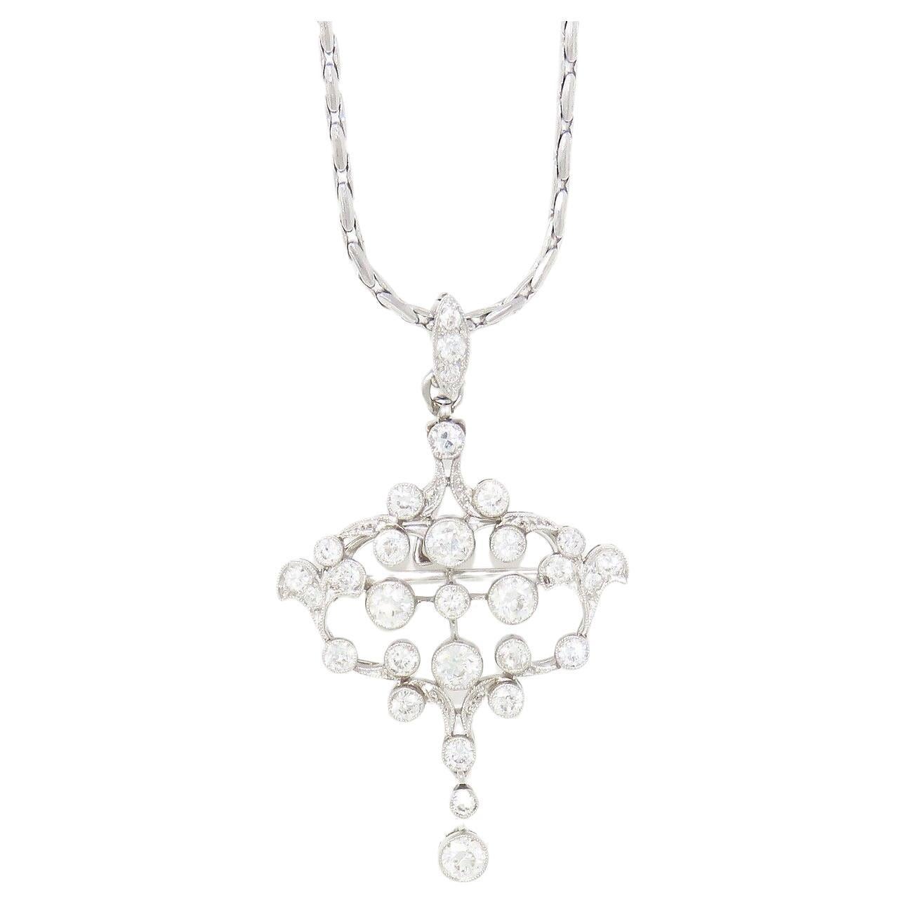 Vintage Tiffany & Co. 3 CaratPlatinum Diamond Necklace
