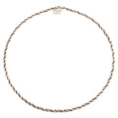 Used Tiffany & Co 5mm Rope Necklace Sterling Silver 14k Gold 24" Jewelry
