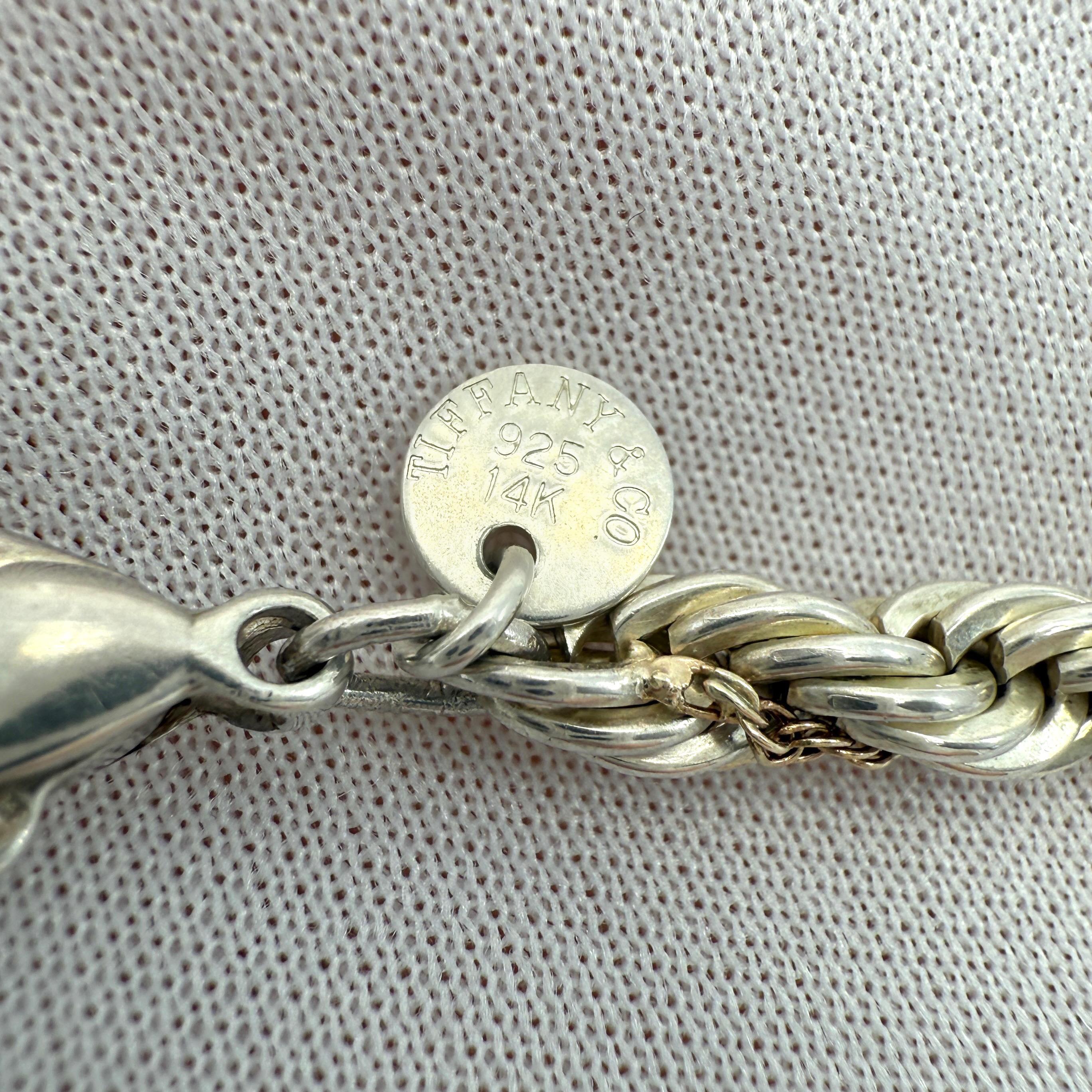 Vintage Tiffany & Co. 925 Silver & 14k Yellow Gold Rope Chain Necklace 60cm 1