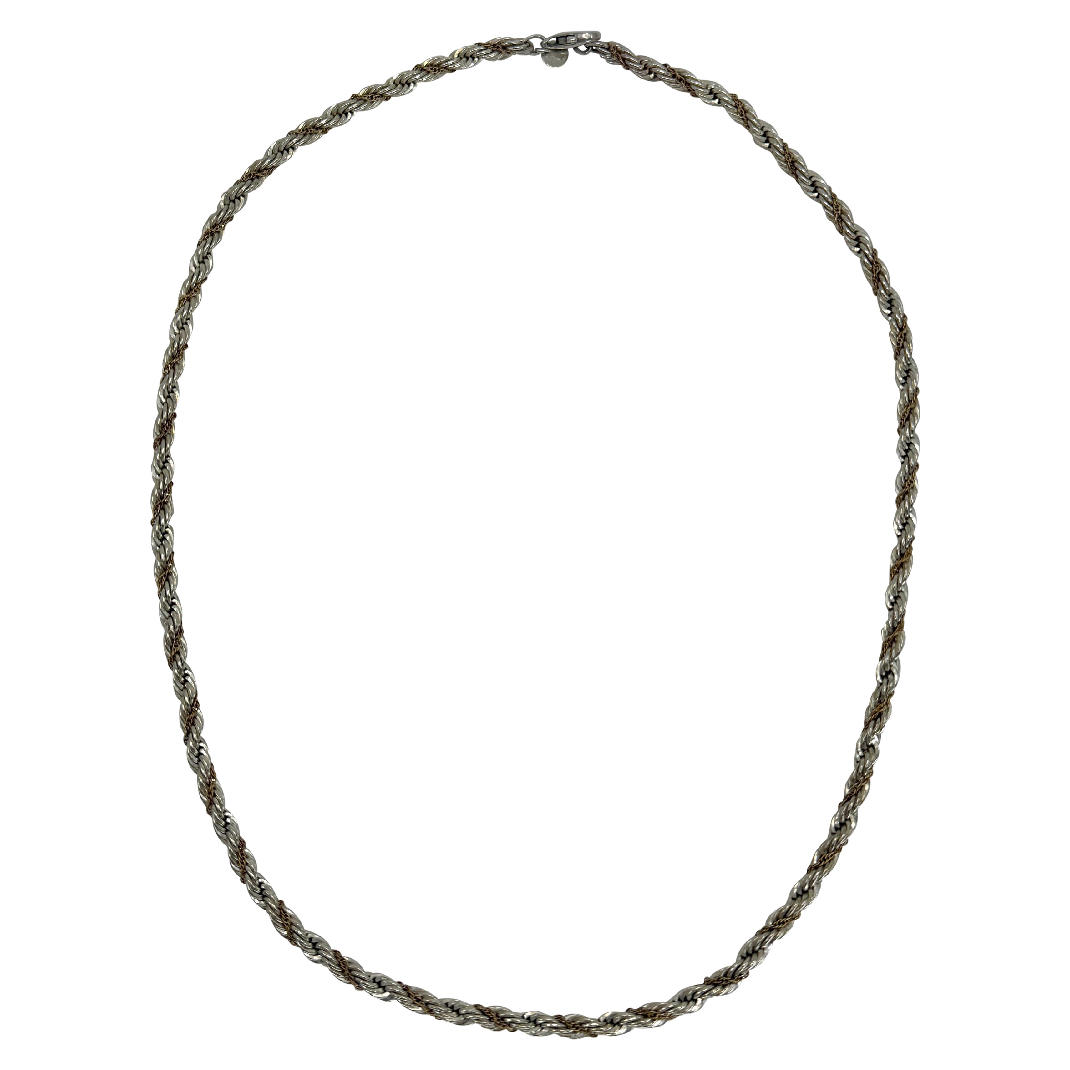 Vintage Tiffany & Co. 925 Silver & 14k Yellow Gold Rope Chain Necklace 60cm