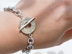 Vintage Tiffany & Co 925 Sterling Silver 1837 Toggle Clasp Charm Bracelet 7"