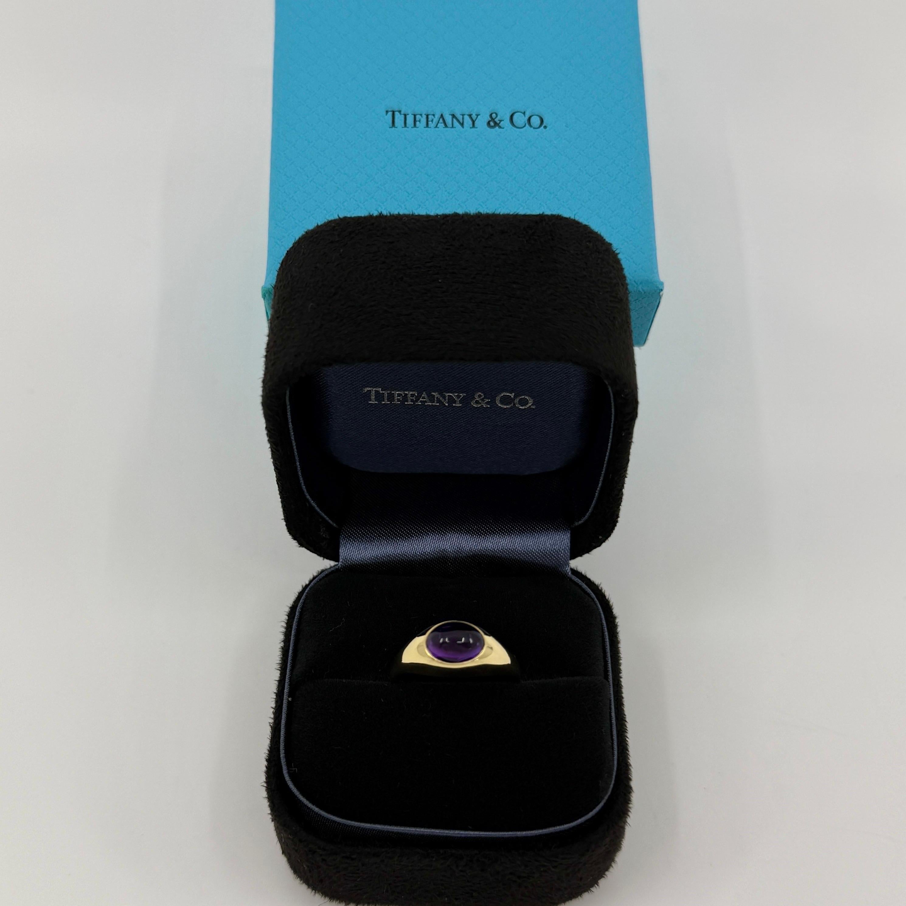 Vintage Tiffany & Co. Anello con cupola in oro giallo 18 carati con ametista ovale e taglio cabochon in vendita 5