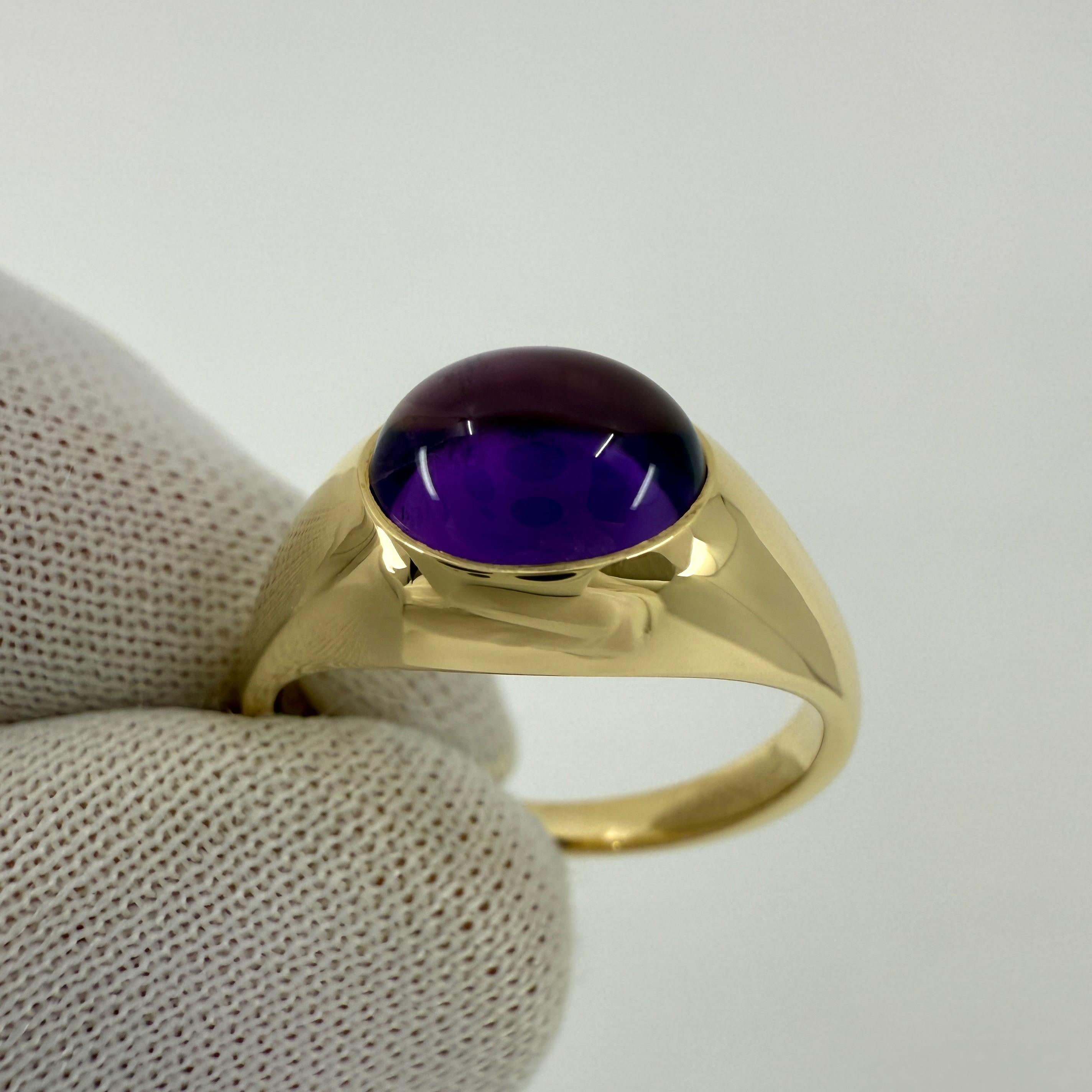 Cabochon Vintage Tiffany & Co. Anello con cupola in oro giallo 18 carati con ametista ovale e taglio cabochon in vendita