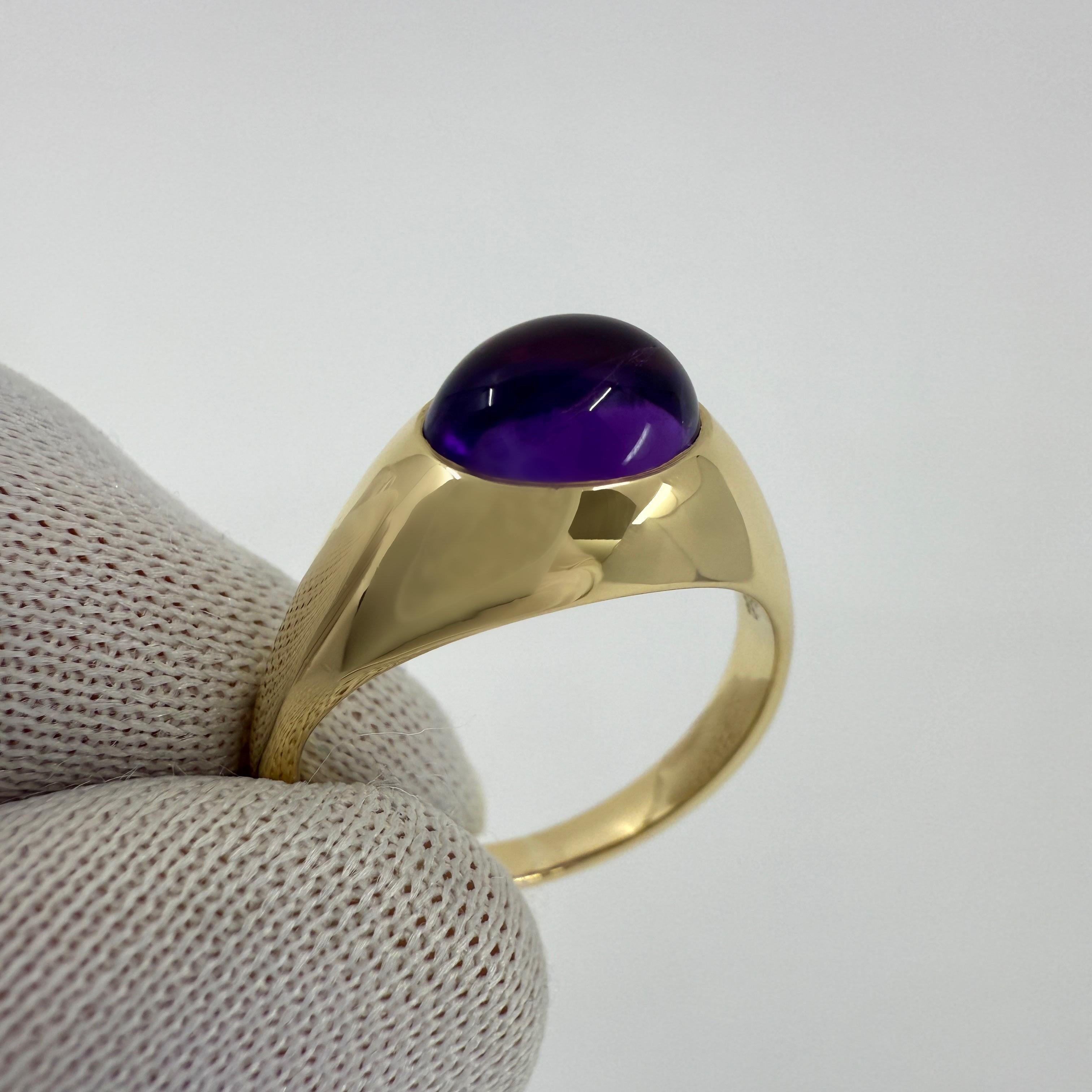 Vintage Tiffany & Co. Anello con cupola in oro giallo 18 carati con ametista ovale e taglio cabochon in vendita 1