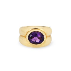 Vintage Tiffany & Co Amethyst Ring 18k Yellow Gold Sz 5.5 Band Signed Jewelry