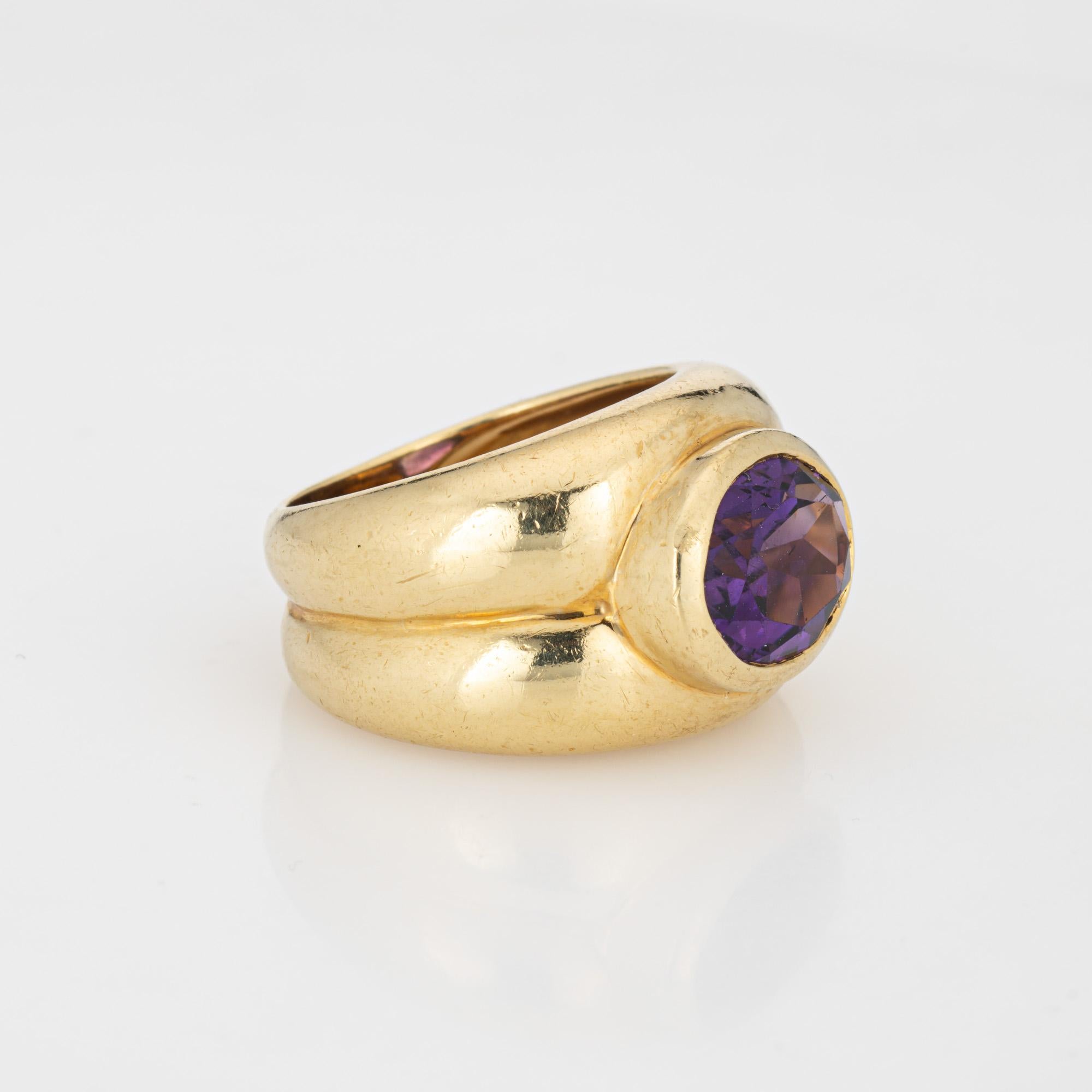 Modern Vintage Tiffany & Co Amethyst Ring 18k Yellow Gold Sz 5.5 Band Signed Jewelry For Sale