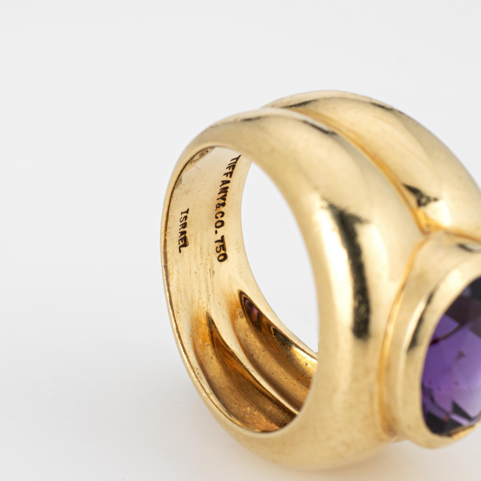 Vintage Tiffany & Co Amethyst Ring 18k Yellow Gold Sz 5.5 Band Signed Jewelry For Sale 1