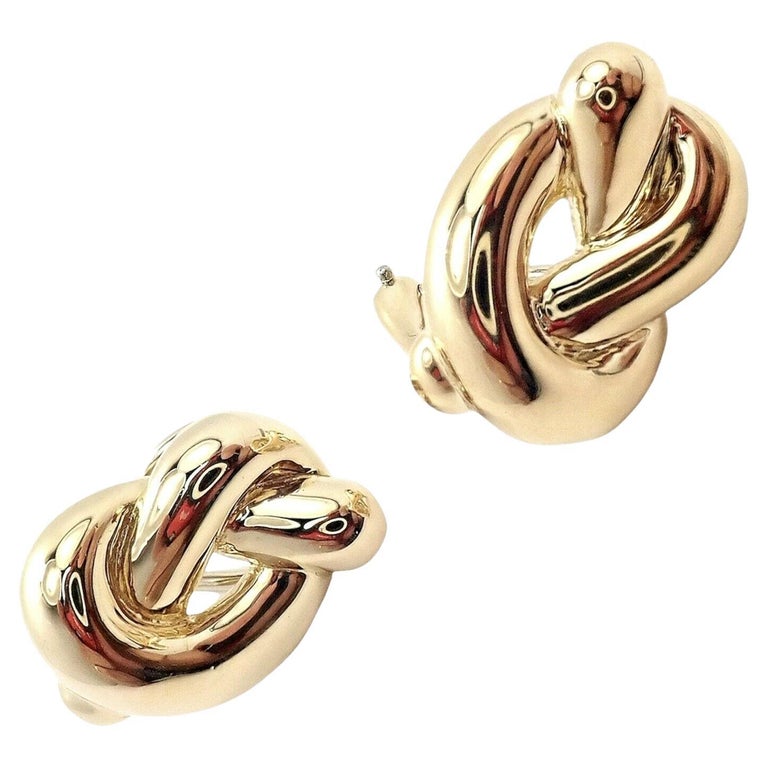 Vintage Tiffany and Co Angela Cummings Pretzel Yellow Gold Earrings at  1stDibs