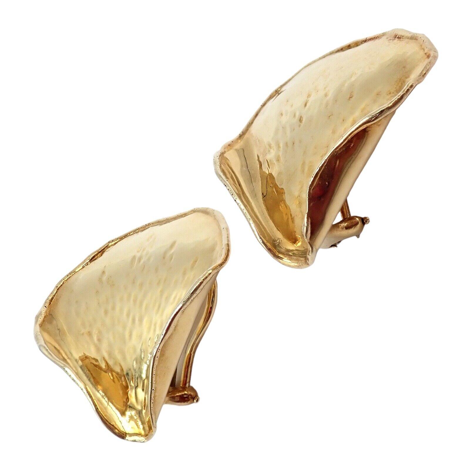 Vintage Tiffany & Co Angela Cummings Rose Petal Yellow Gold Earrings 1979 In Excellent Condition In Southampton, PA