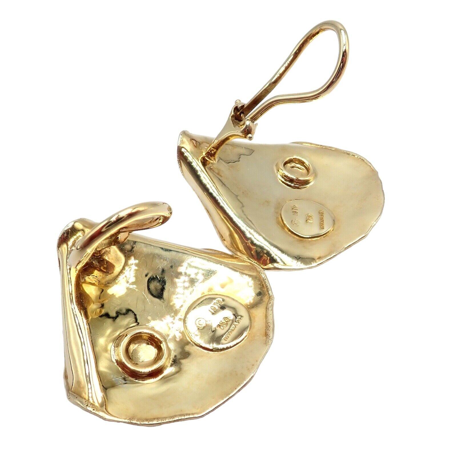 Vintage Tiffany & Co Angela Cummings Rose Petal Yellow Gold Earrings 1979 1