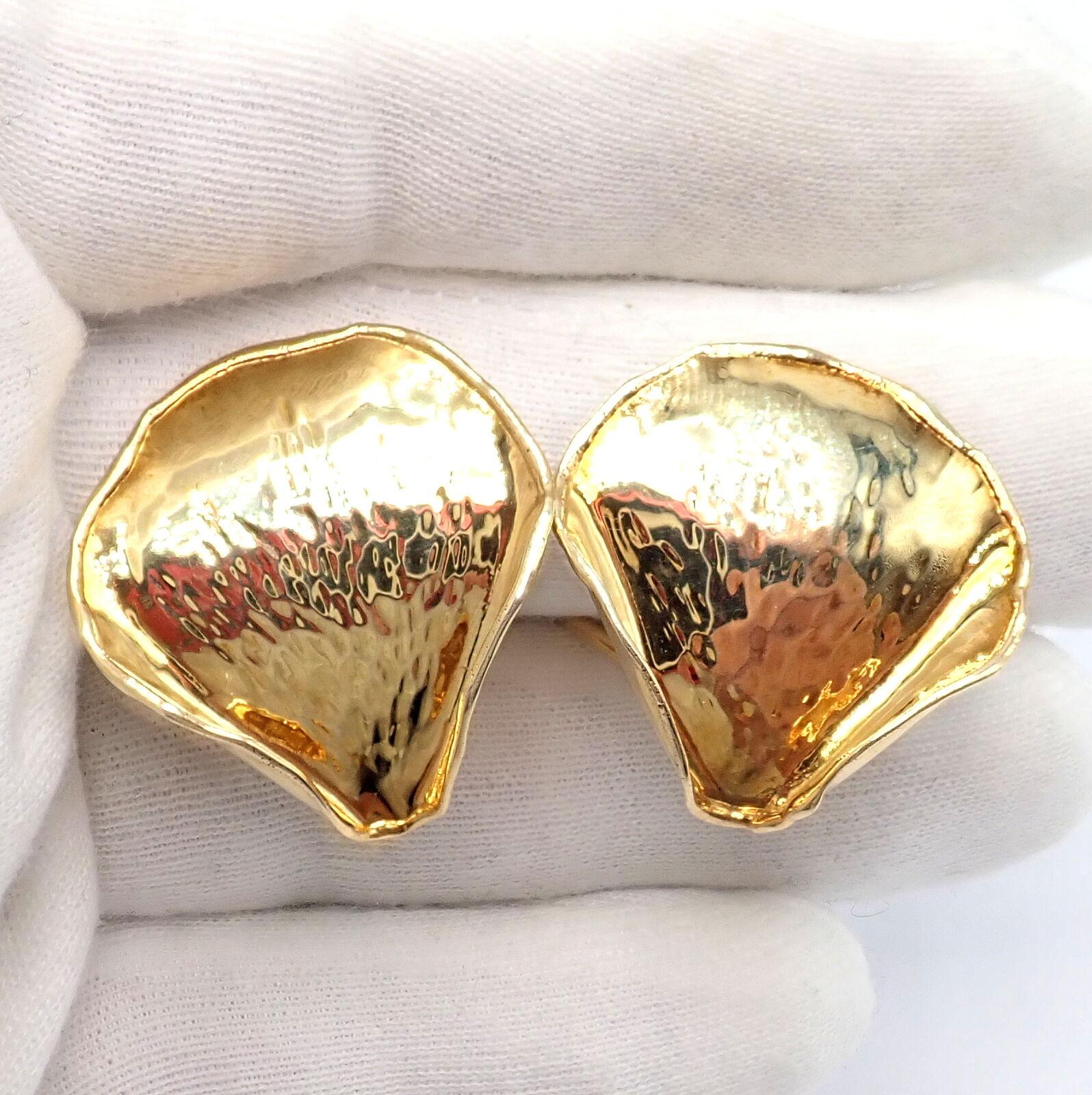 Vintage Tiffany & Co Angela Cummings Rose Petal Yellow Gold Earrings 1979 2