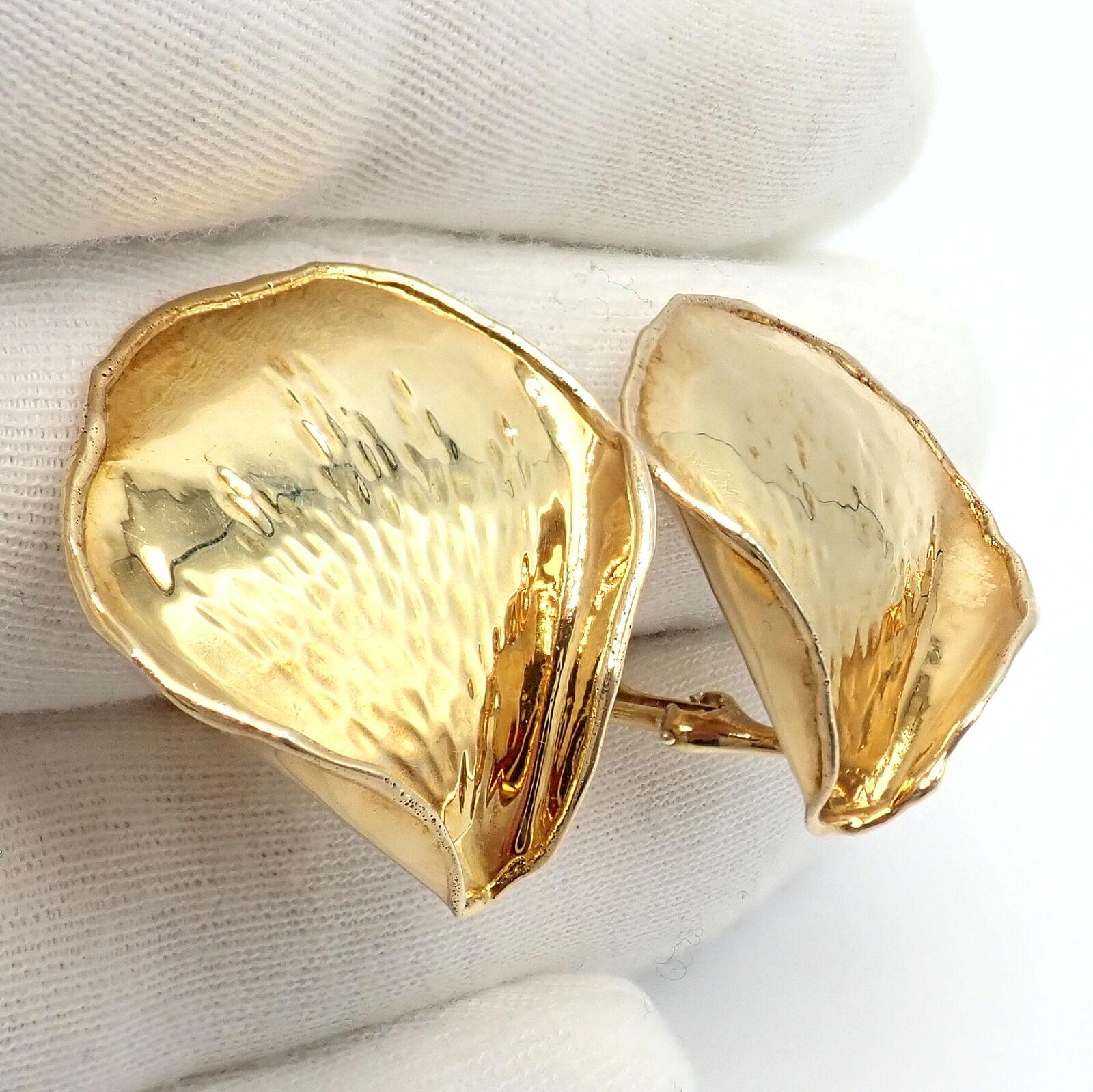 Vintage Tiffany & Co Angela Cummings Rose Petal Yellow Gold Earrings 1979 3