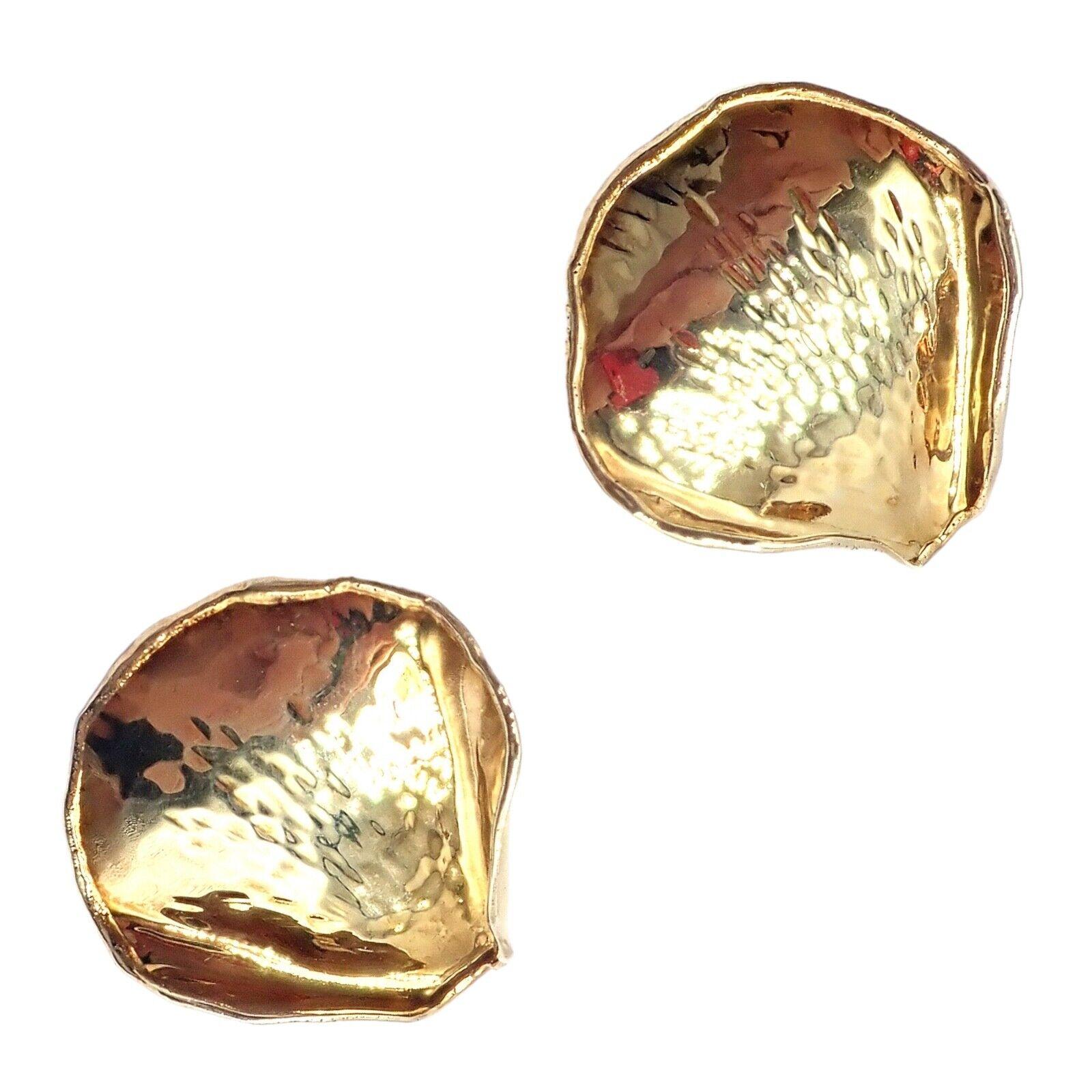 Vintage Tiffany & Co Angela Cummings Rose Petal Yellow Gold Earrings 1979 5