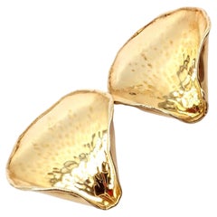Vintage Tiffany & Co Angela Cummings Rose Petal Yellow Gold Earrings 1979