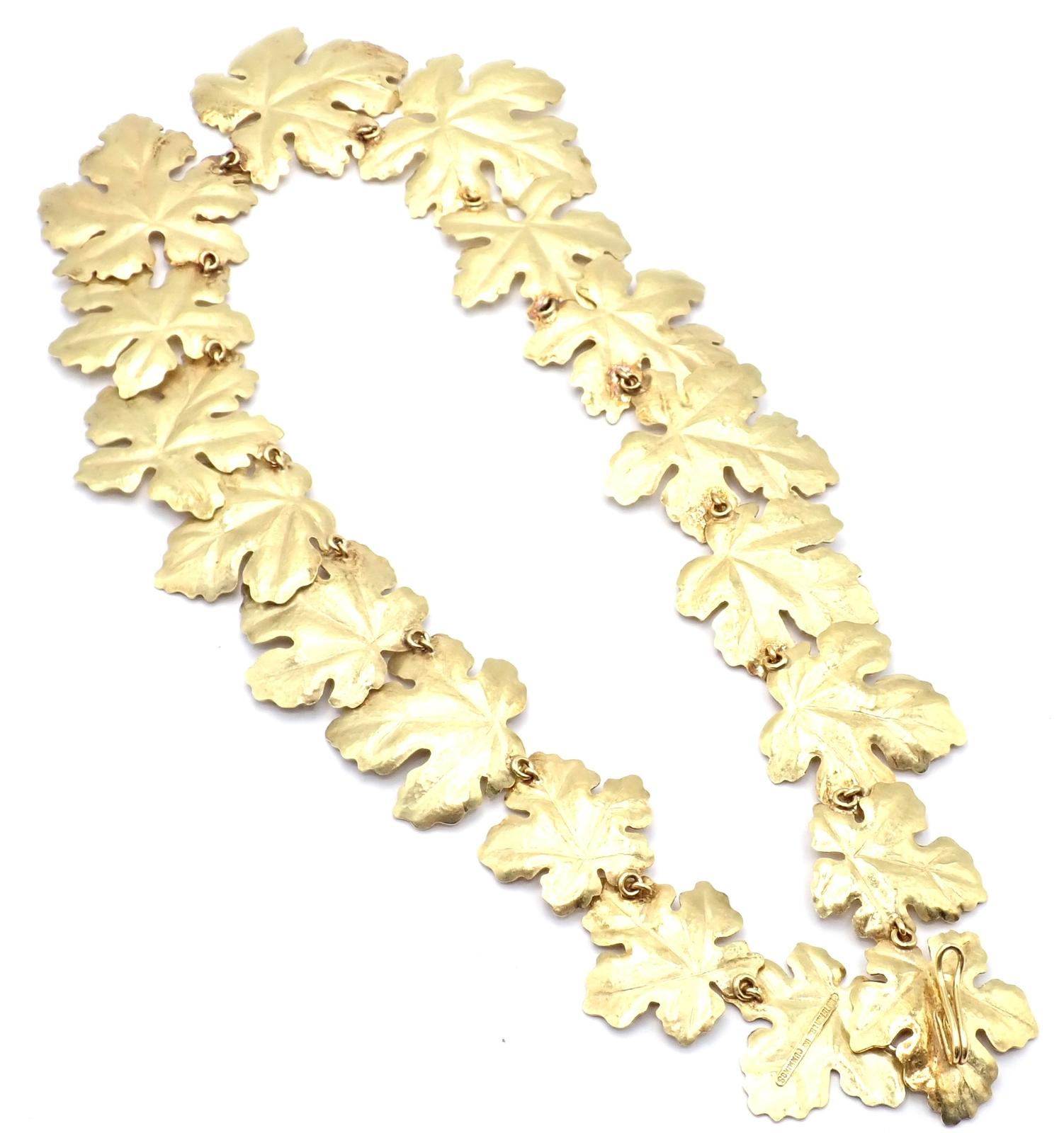 Vintage Tiffany & Co Angela Cummings Yellow Gold Leaf Necklace 1981 For Sale 6
