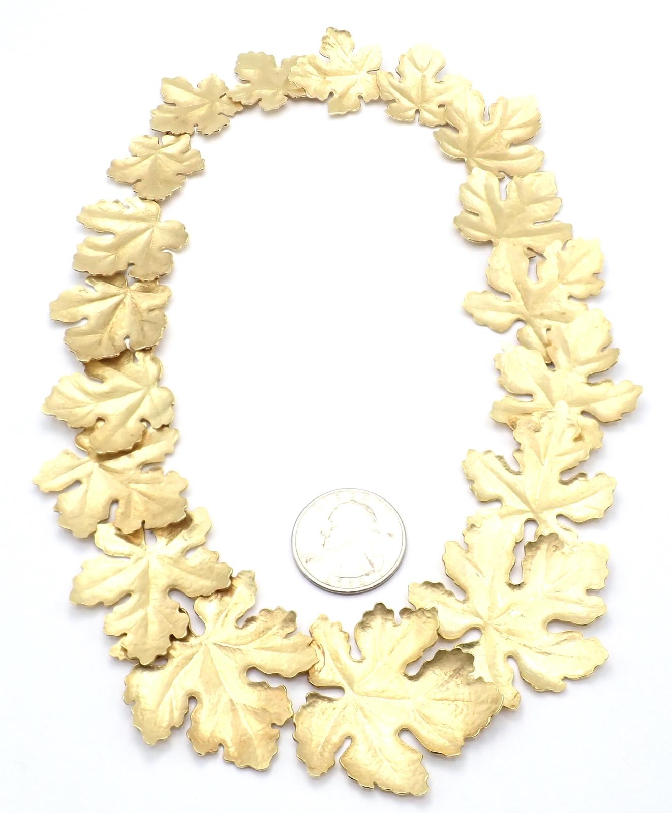 Vintage Tiffany & Co Angela Cummings Yellow Gold Leaf Necklace 1981 For Sale 7