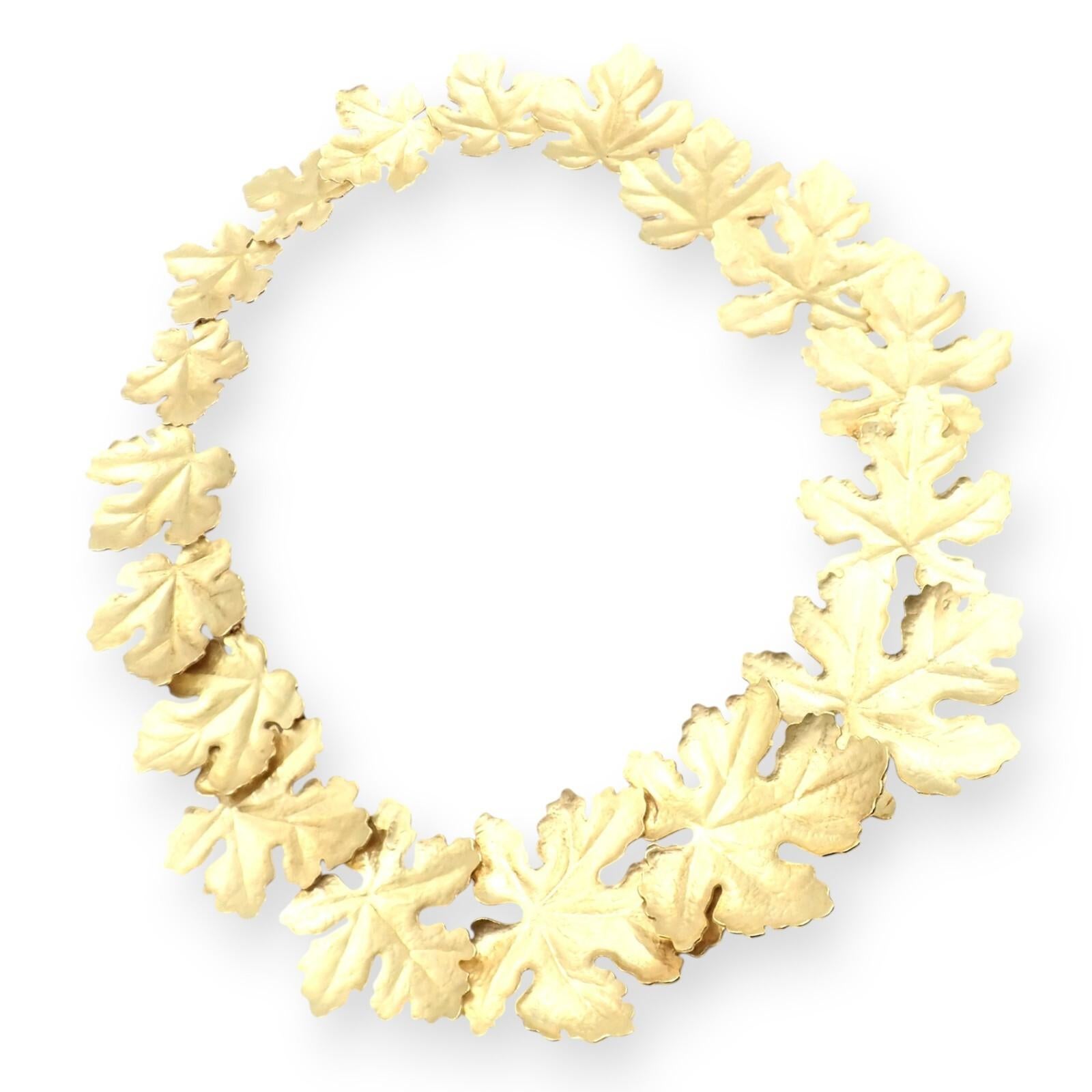 Vintage Tiffany & Co Angela Cummings Yellow Gold Leaf Necklace 1981 For Sale 1
