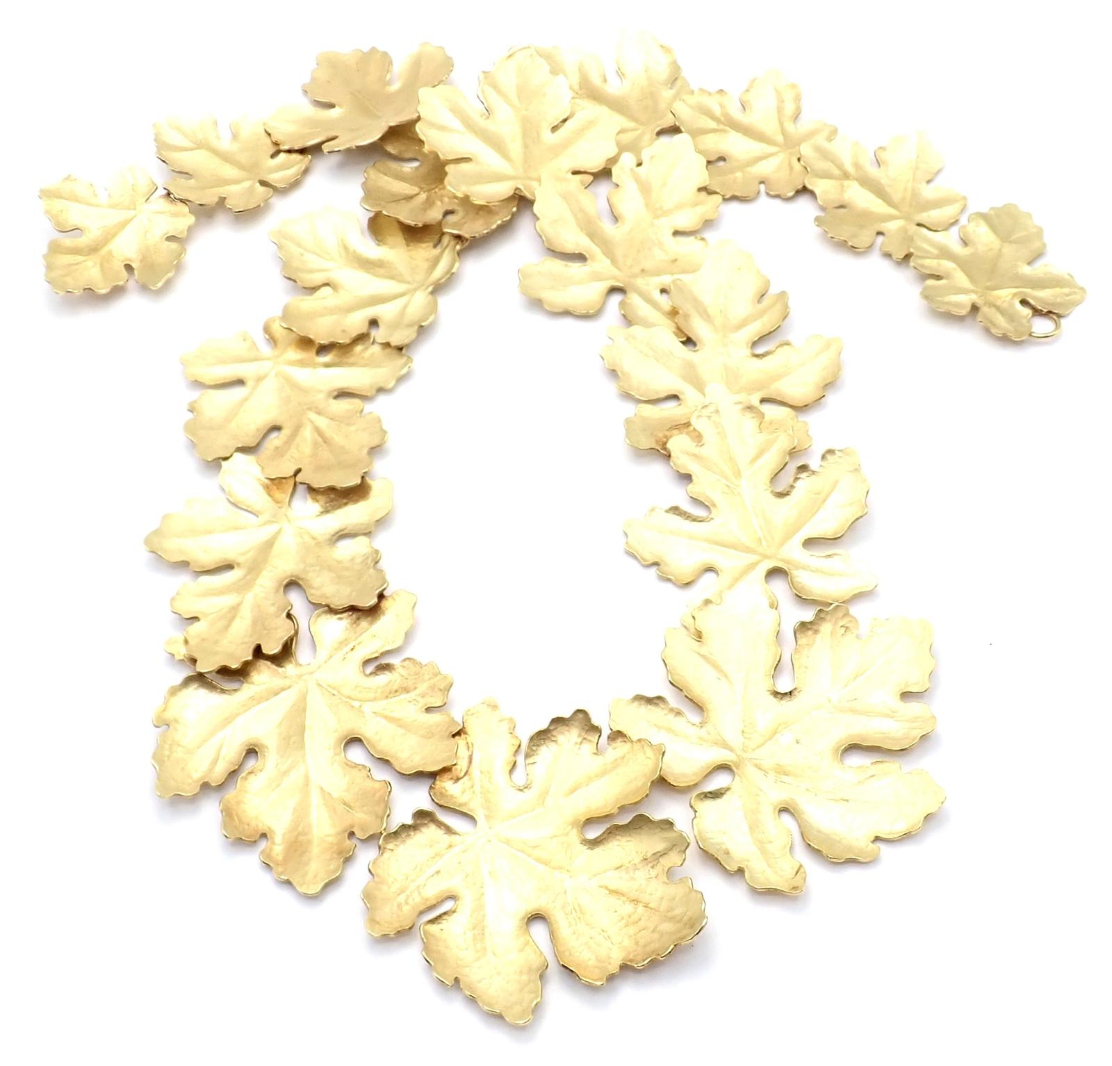 Vintage Tiffany & Co Angela Cummings Yellow Gold Leaf Necklace 1981 For Sale 5