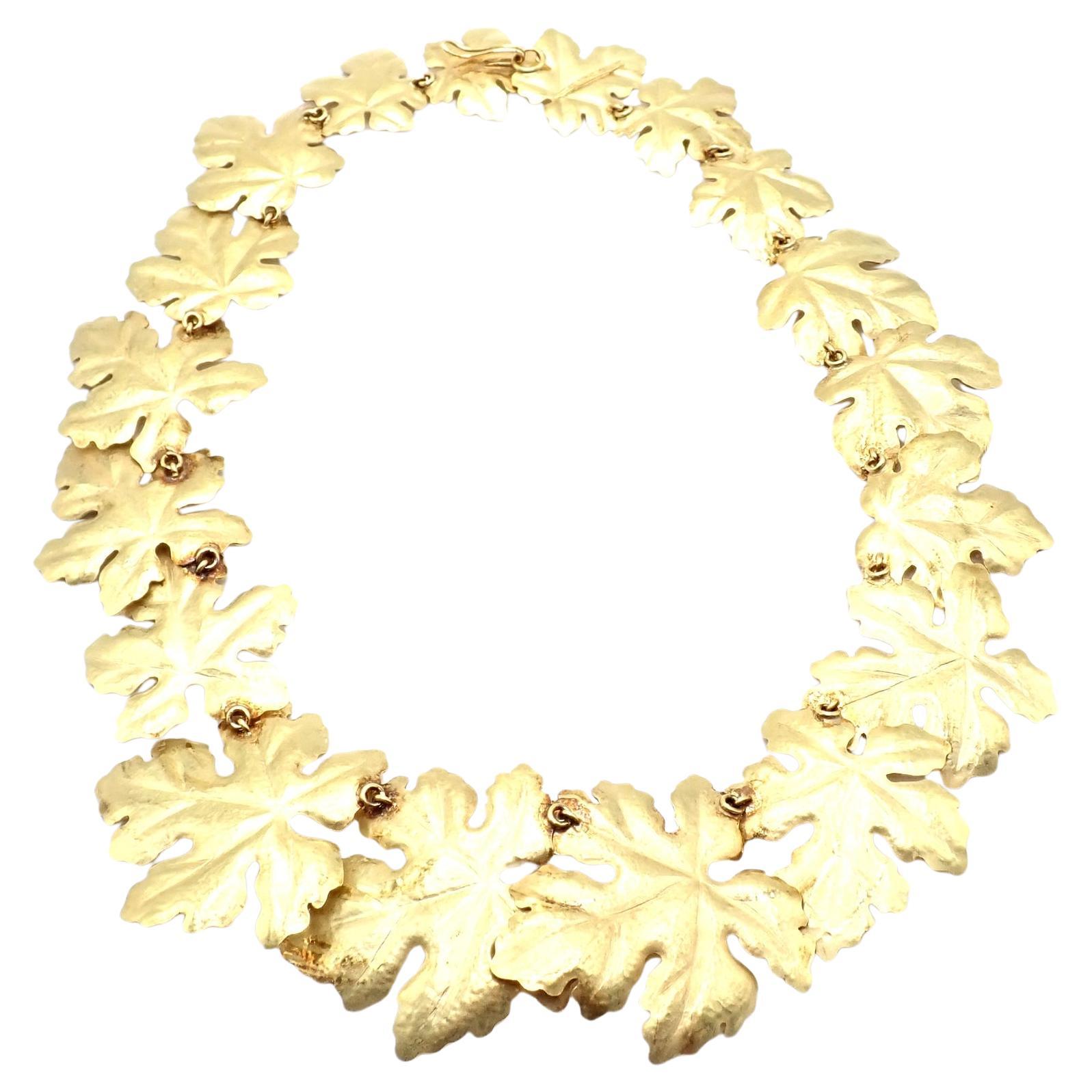 Vintage Tiffany & Co Angela Cummings Yellow Gold Leaf Necklace 1981 For Sale