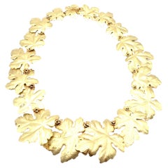 Vintage Tiffany & Co Angela Cummings Yellow Gold Leaf Necklace 1981