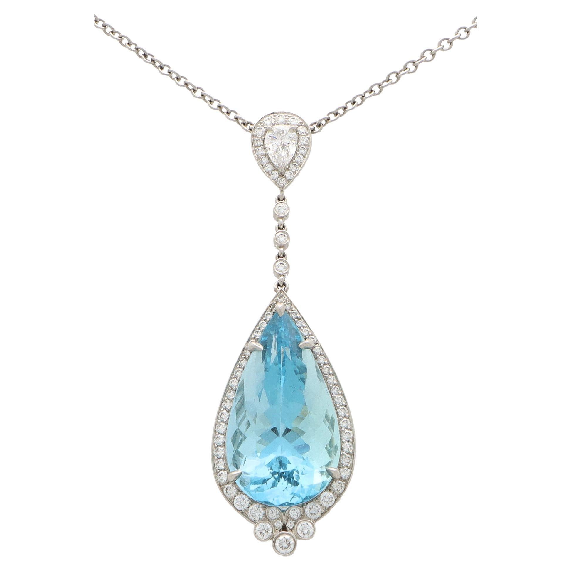 co Tiffany Paper Flowers™ aquamarine flower necklace in platinum with  diamonds. | Tiffany & Co. | ShopLook