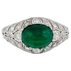 Vintage Tiffany & Co. Art Deco Colombian Emerald & Diamond Ring