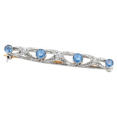Vintage Tiffany and Co Art Deco Diamond and Sapphire Platinum on Gold Brooch