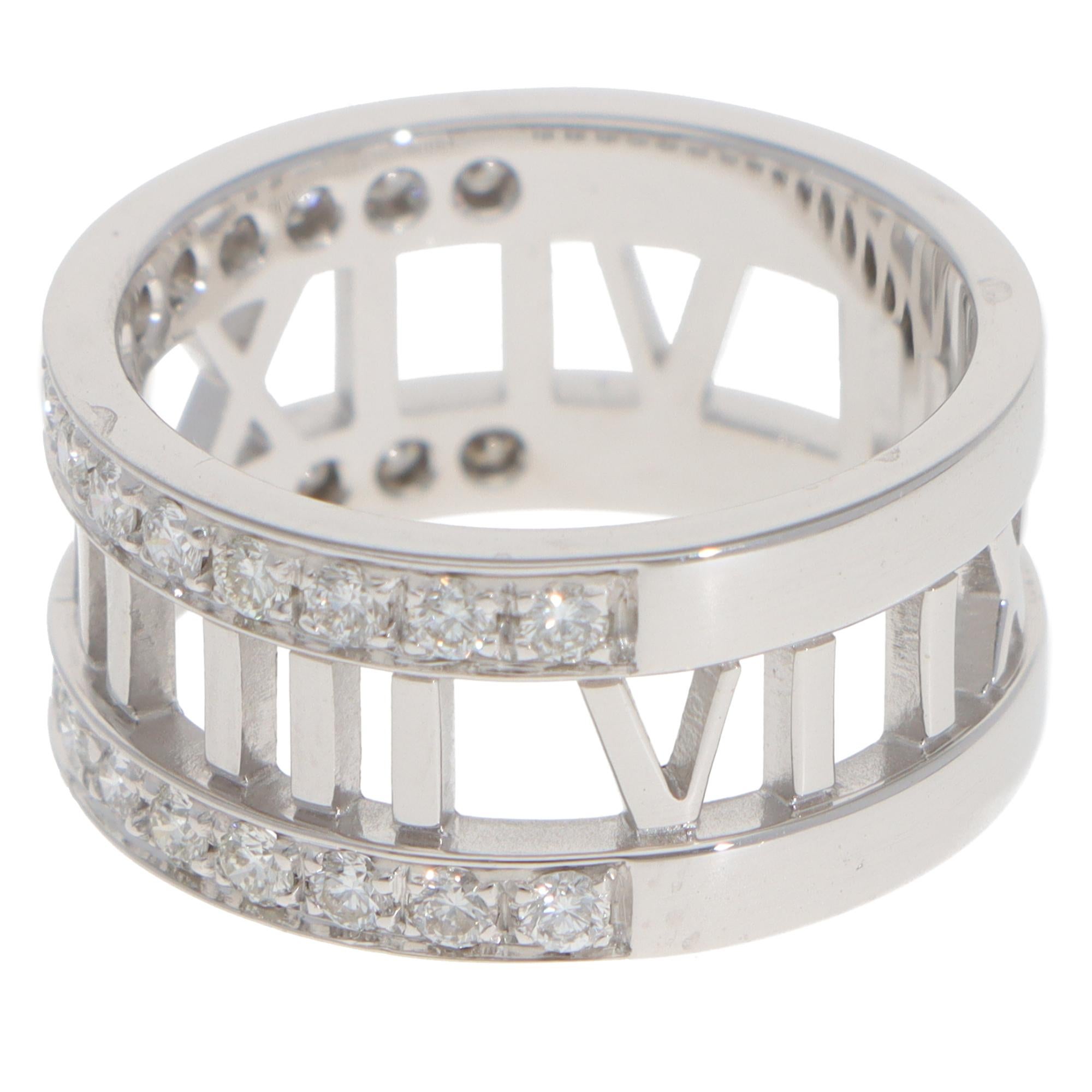 Moderno Tiffany & Co. d'epoca. Anello Atlas con diamante traforato in oro bianco in vendita